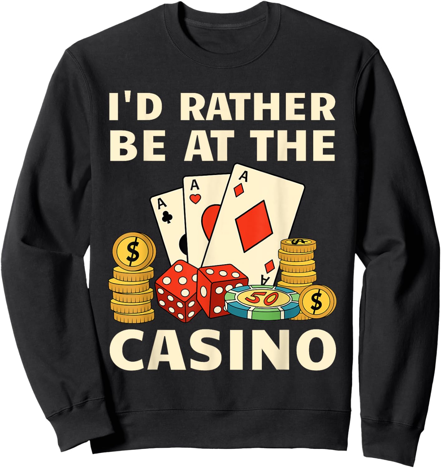 Cool Casino Lover Art Women Casino Gambling Gambler Sweatshirt - Sweatshirt | Black