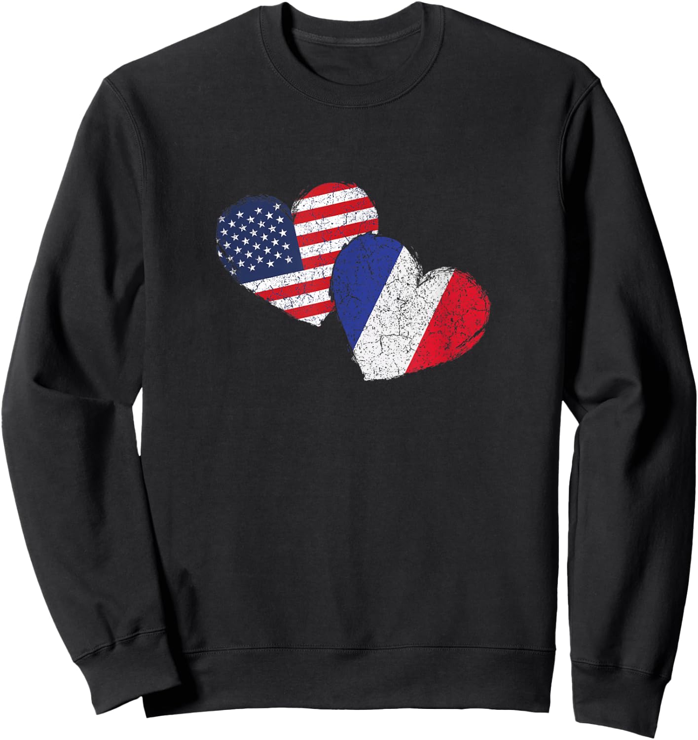 USA France Heart Country Flag American French Sweatshirt - Sweatshirt | Black