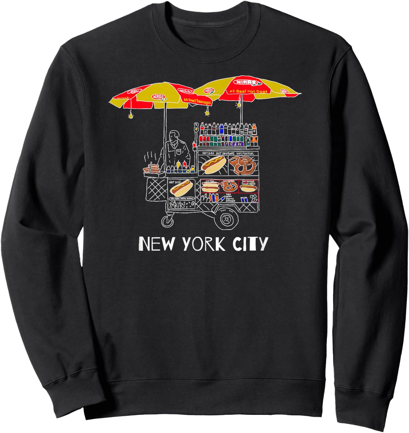 New York City Hot Dog and Pretzel Street Vendor for NYC Fan Sweatshirt - Sweatshirt | Black