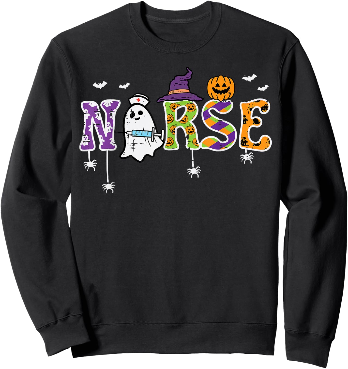 Nurse Halloween Costume Nursing Costume Scrub Top Women Men Sweatshirt - Sweatshirt | Black