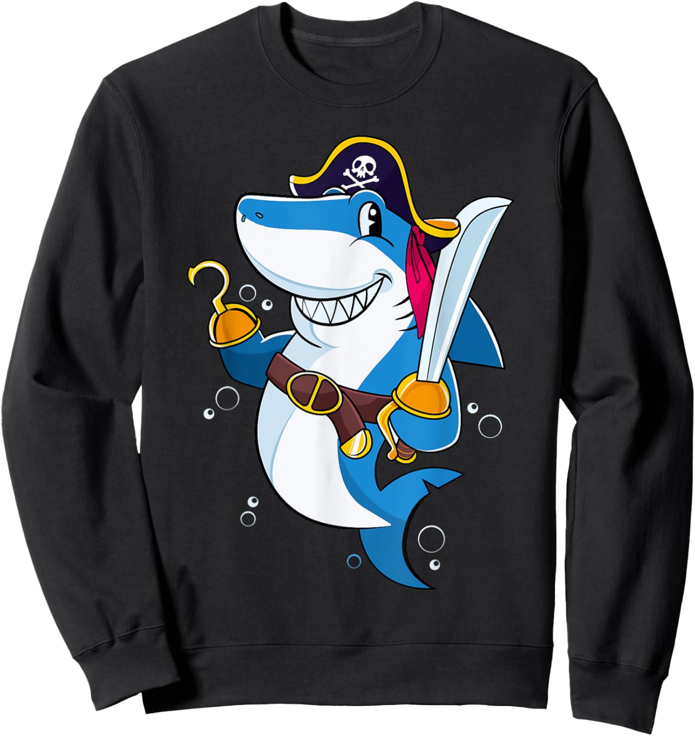 Pirate Shark Captain Kids Boys Toddlers Birthday Party Sweatshirt - Sweatshirt | Black