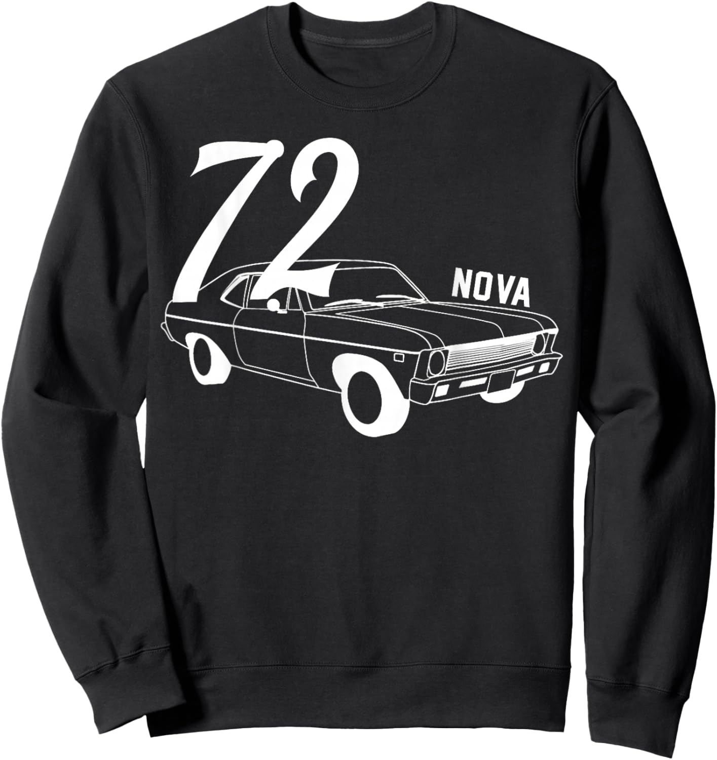 1972 72 Chevys Nova 2 Classic Car Old School Muscle Car Sweatshirt - Sweatshirt | Black