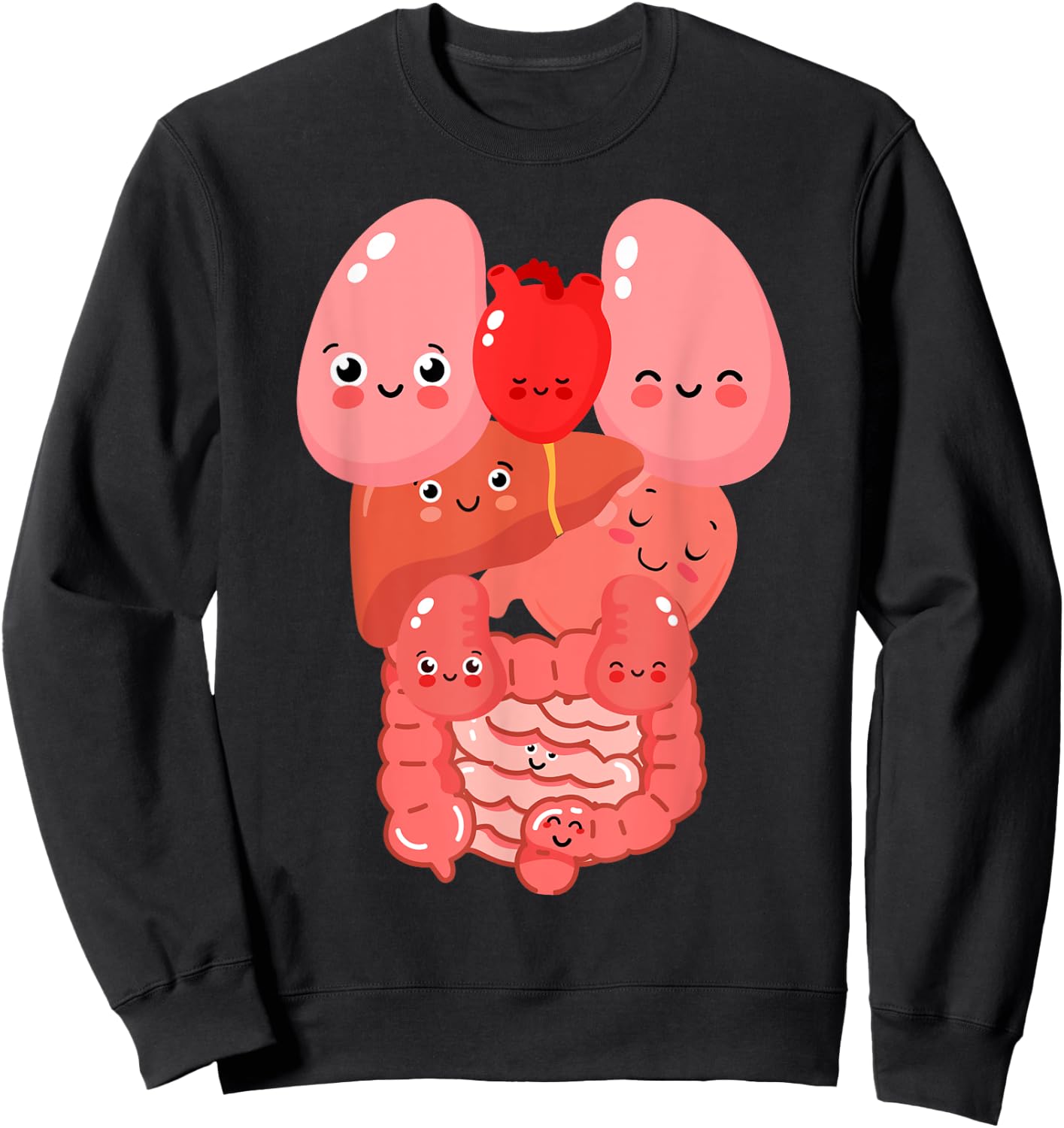 Internal Organs Funny Human Anatomy Smiling Sweatshirt - Sweatshirt | Black