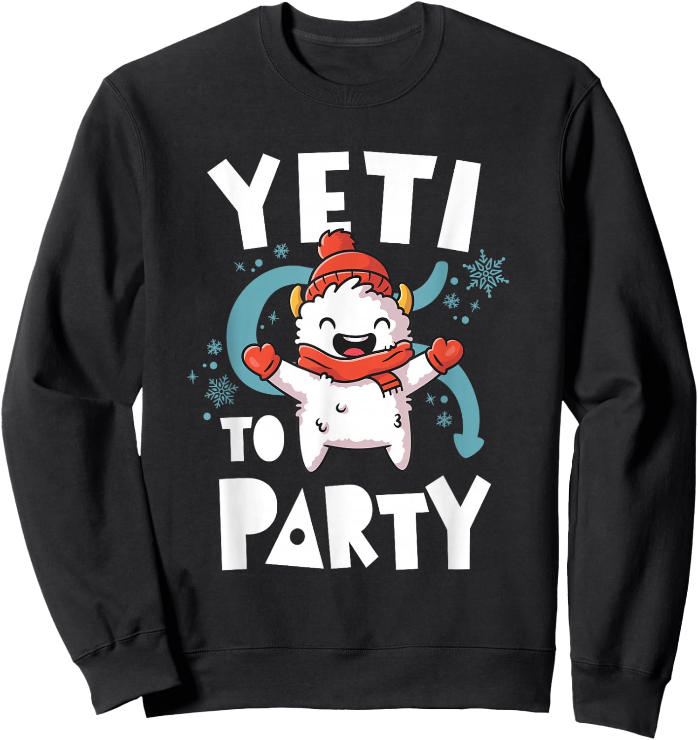 Cute Yeti To Party Ugly Christmas Vacation Kawaii Yeti Sweatshirt - Sweatshirt | Black