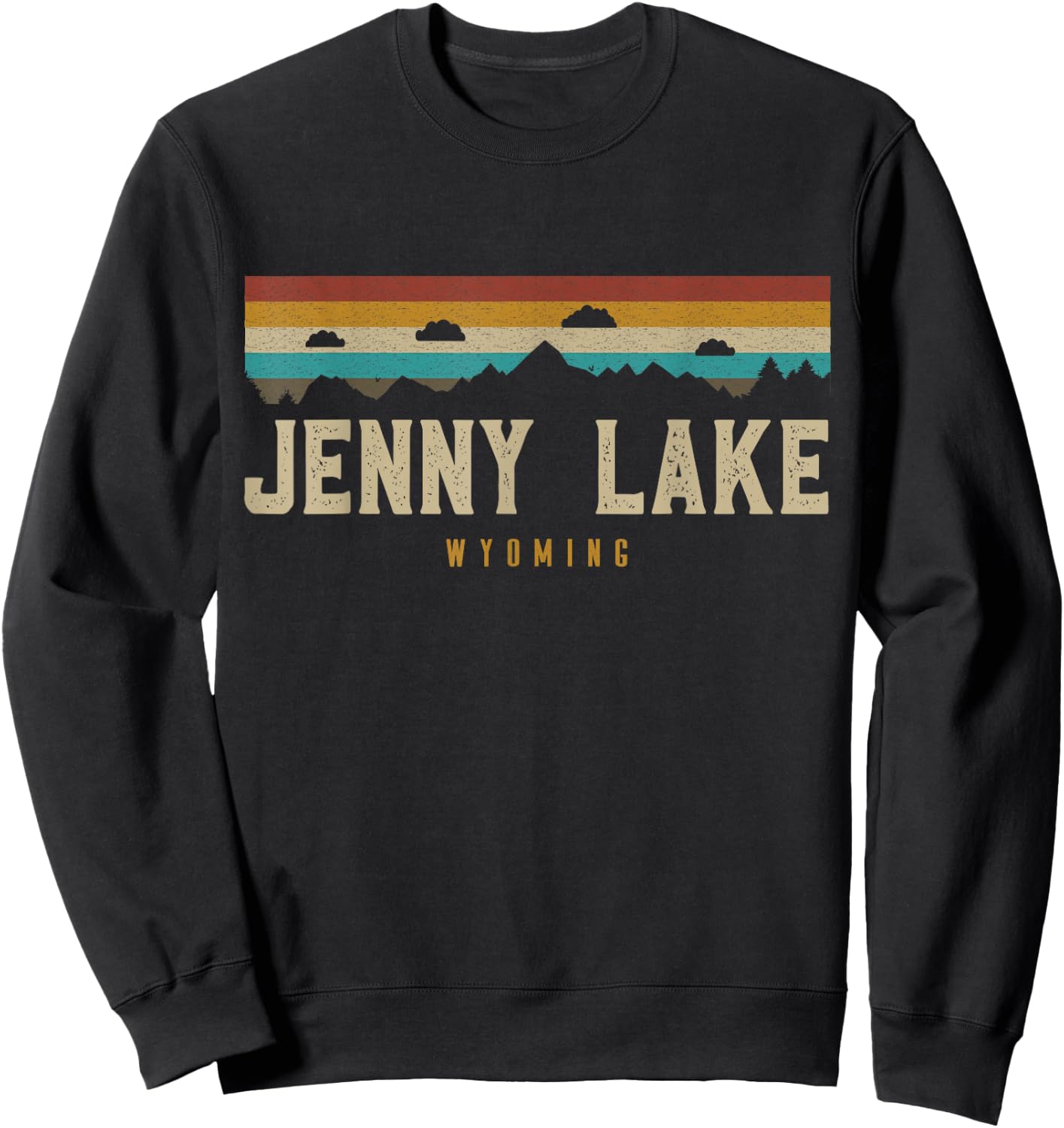 Jenny Lake Vintage Mountains Hiking Camping Wyoming Retro Sweatshirt - Sweatshirt | Black