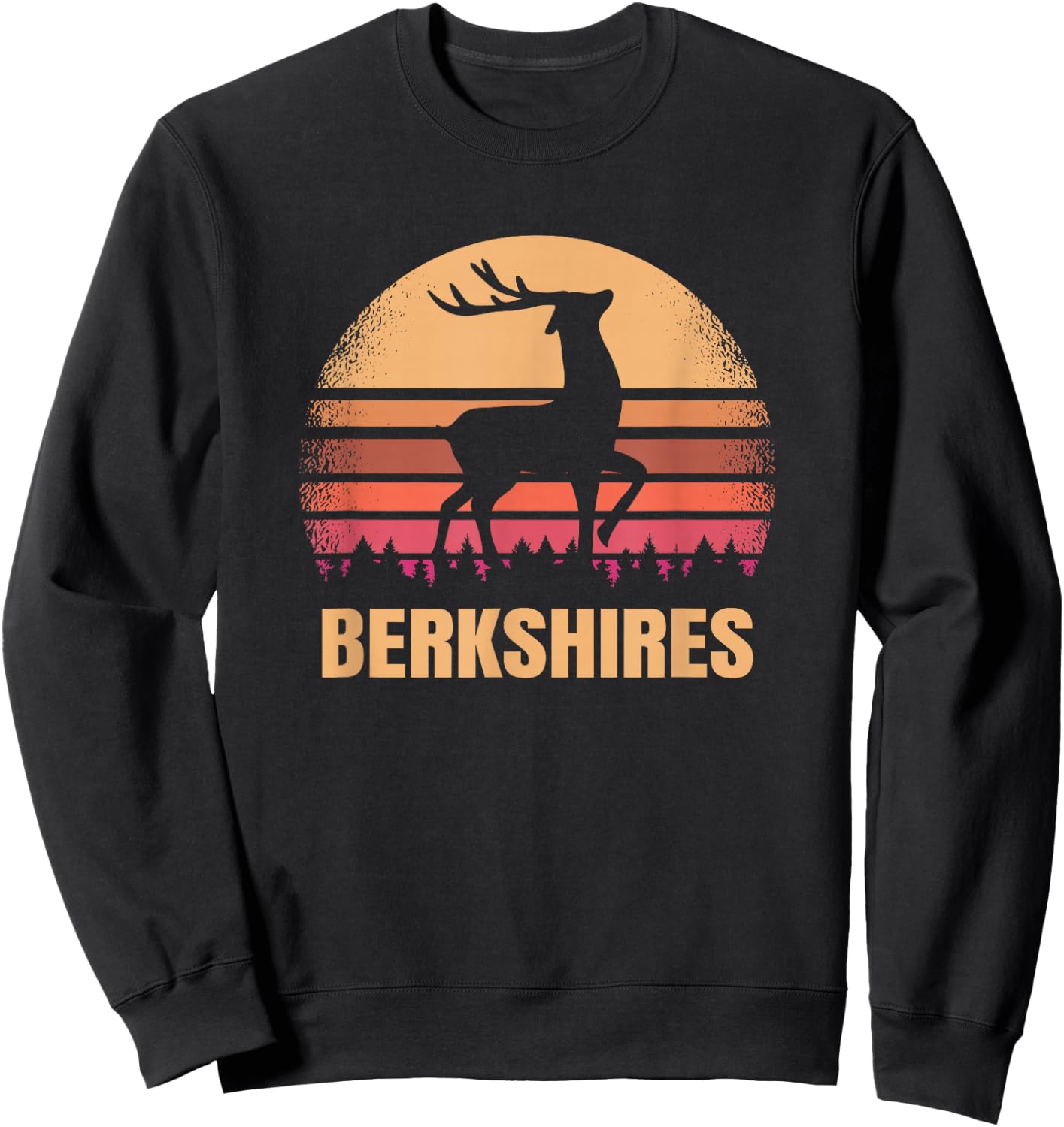 Berkshires Massachusetts Vintage Deer MA Distressed Retro Sweatshirt - Sweatshirt | Black