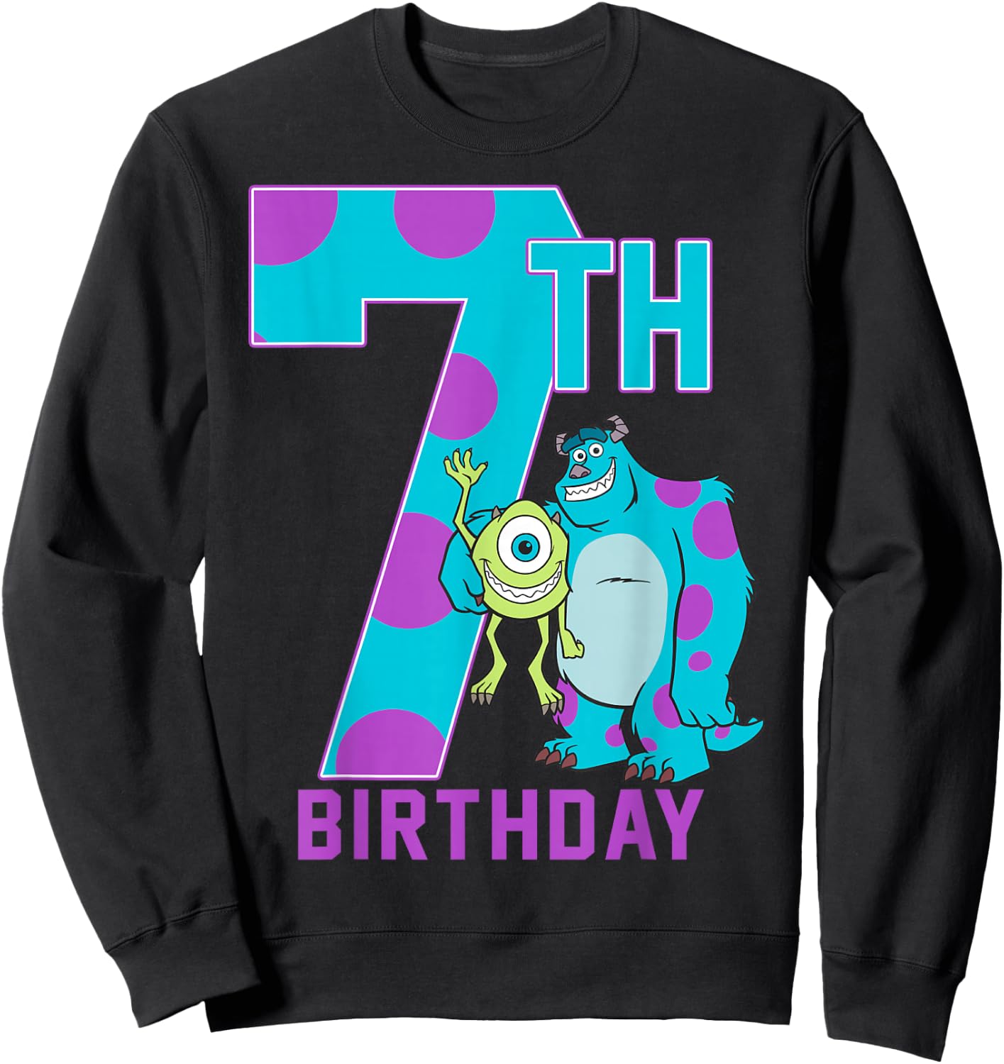 Disney Pixar Monsters Inc. Mike & Sully Happy 7th Birthday Sweatshirt - Sweatshirt | Black