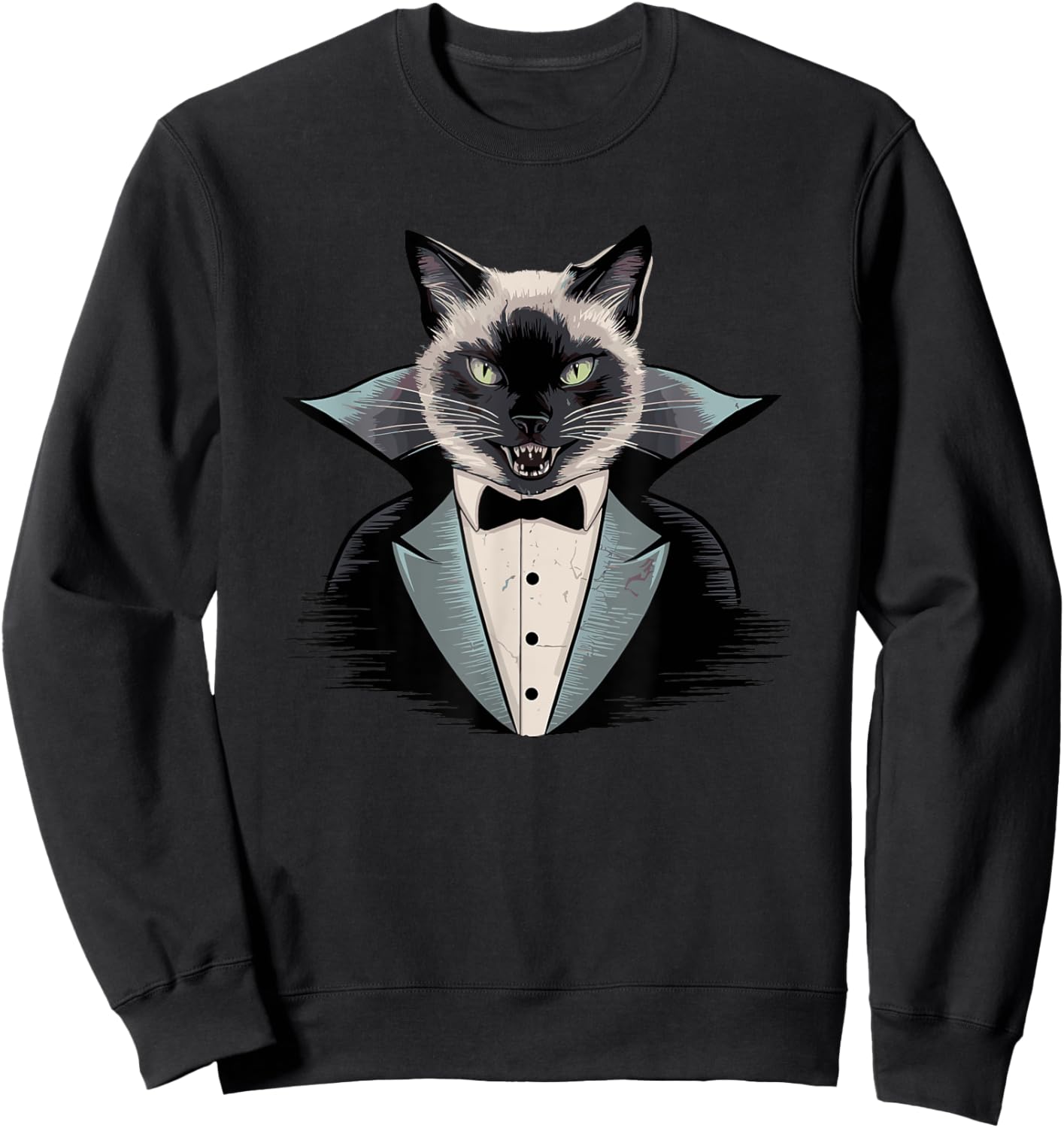Halloween Vampire Siamese Cat Sweatshirt - Sweatshirt | Black