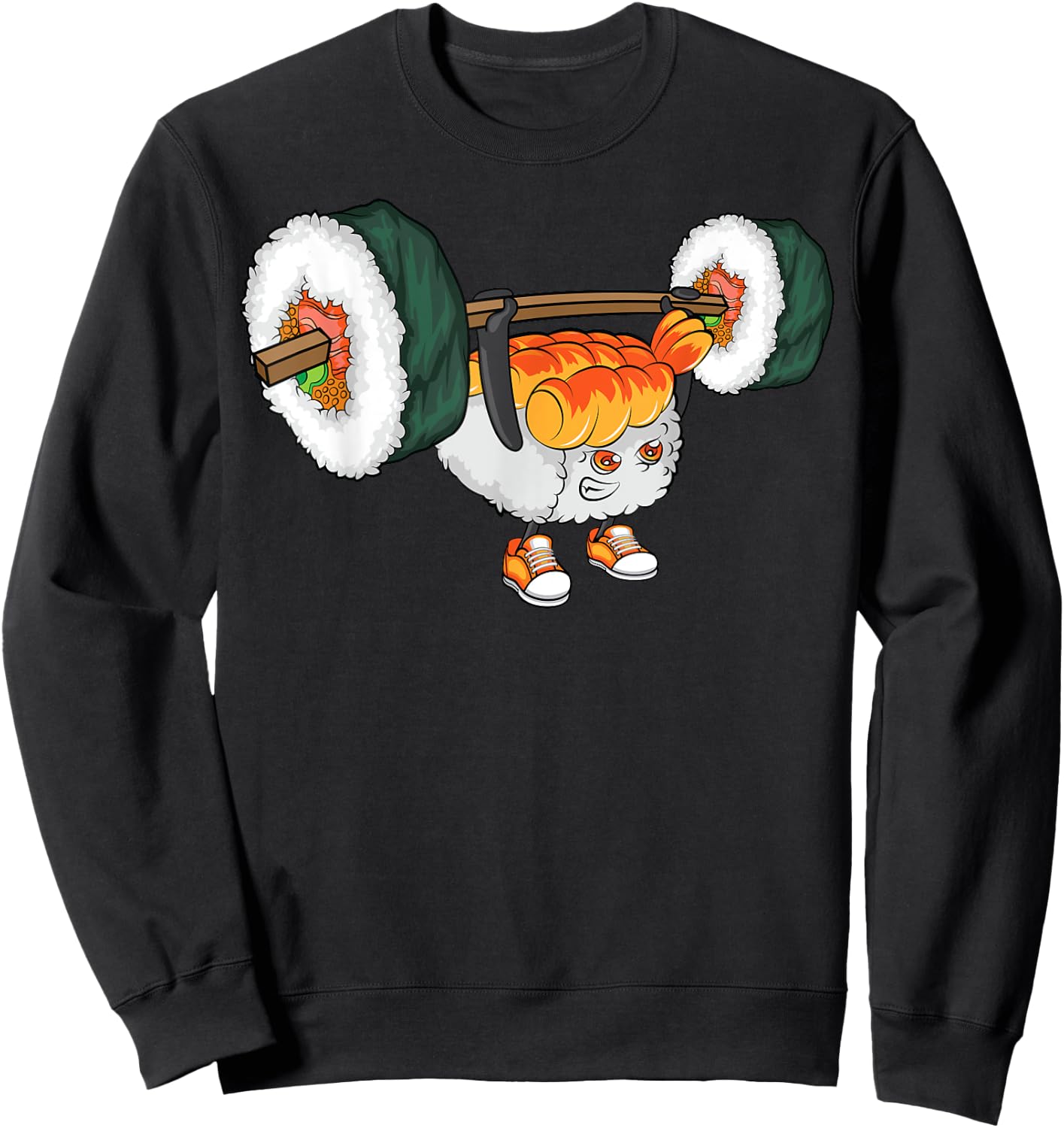 Funny Sushi Weight Lifting Japanese Food Gym Gift Sweatshirt - Sweatshirt | Black