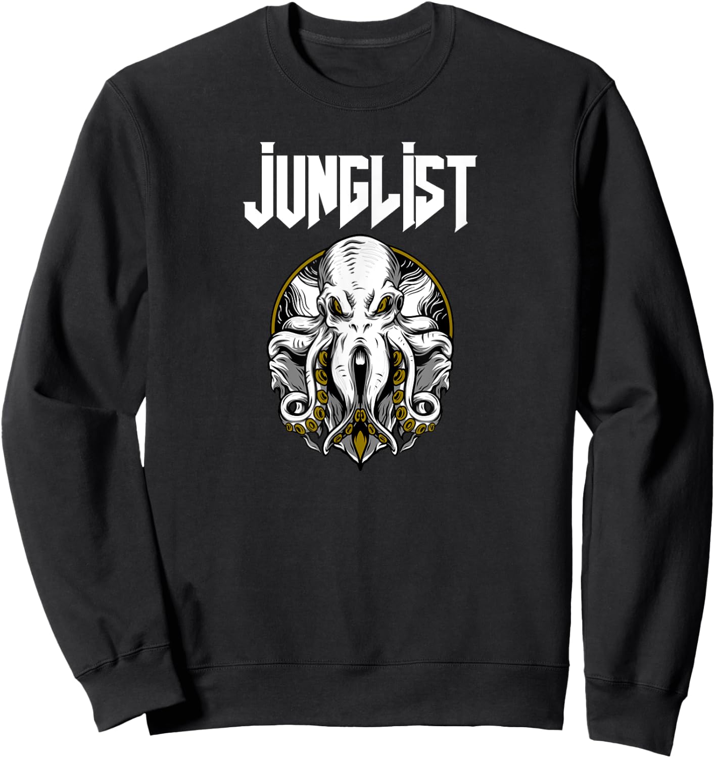 Junglist Octopus DnB Rave Drum and Bass Squid Sweatshirt - Sweatshirt | Black