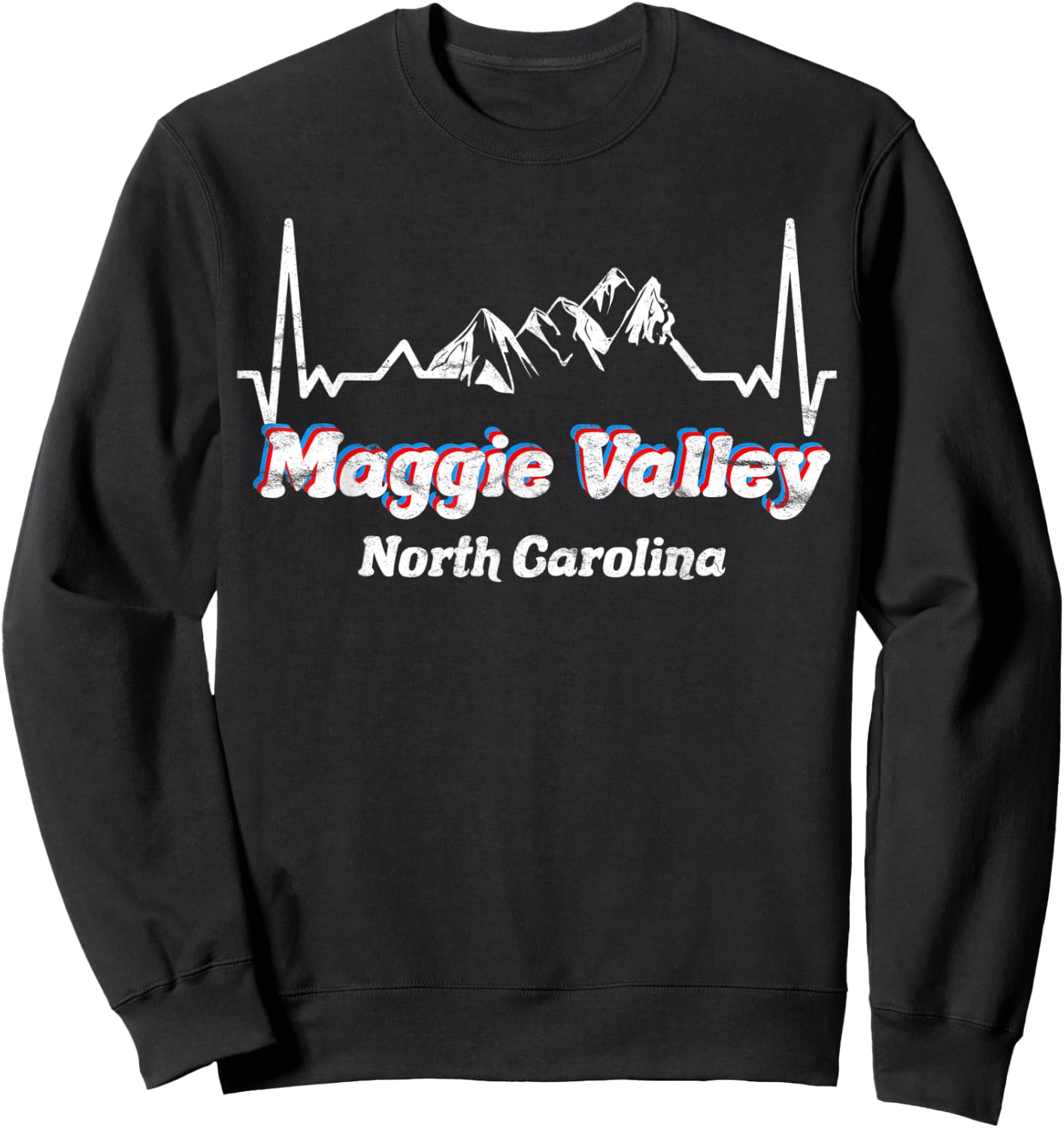 Maggie Valley, North Carolina Blue Ridge Mountains Retro Sweatshirt - Sweatshirt | Black