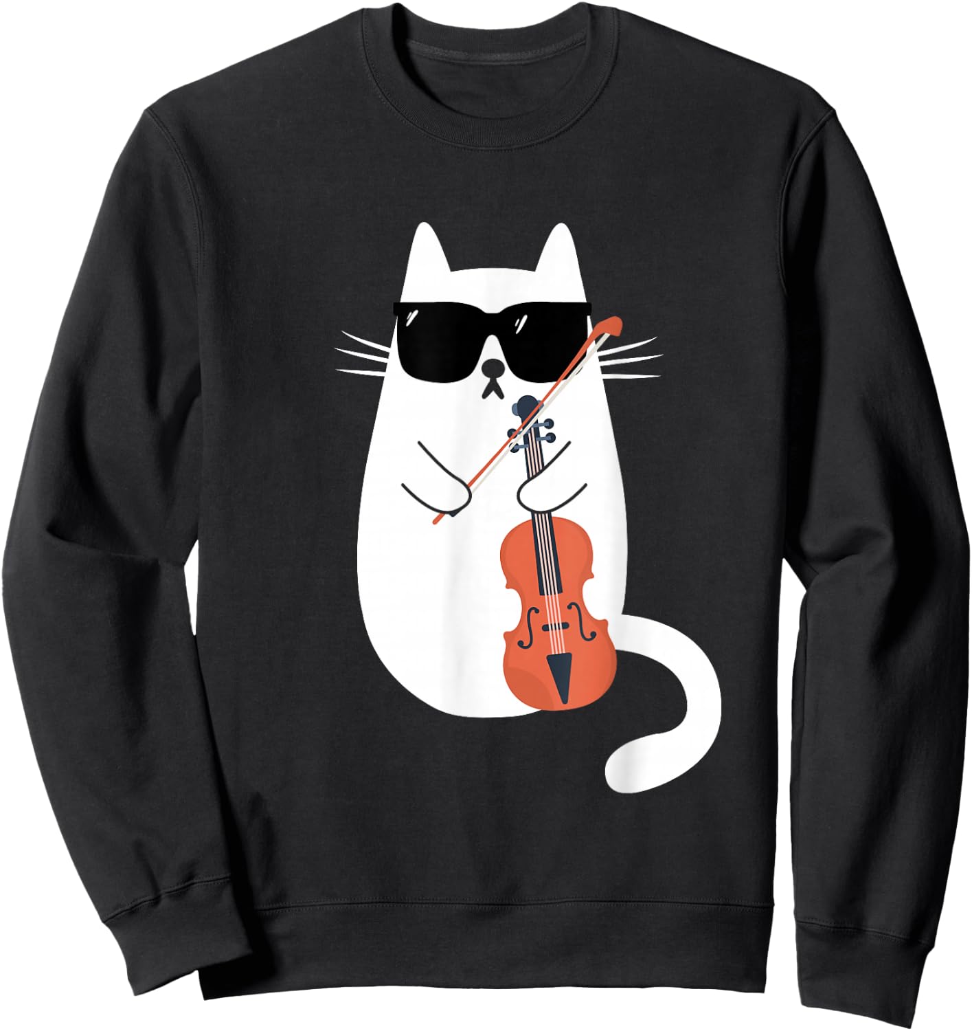 Funny Cat Wearing Sunglasses Playing Violin Viola Musician Sweatshirt - Sweatshirt | Black