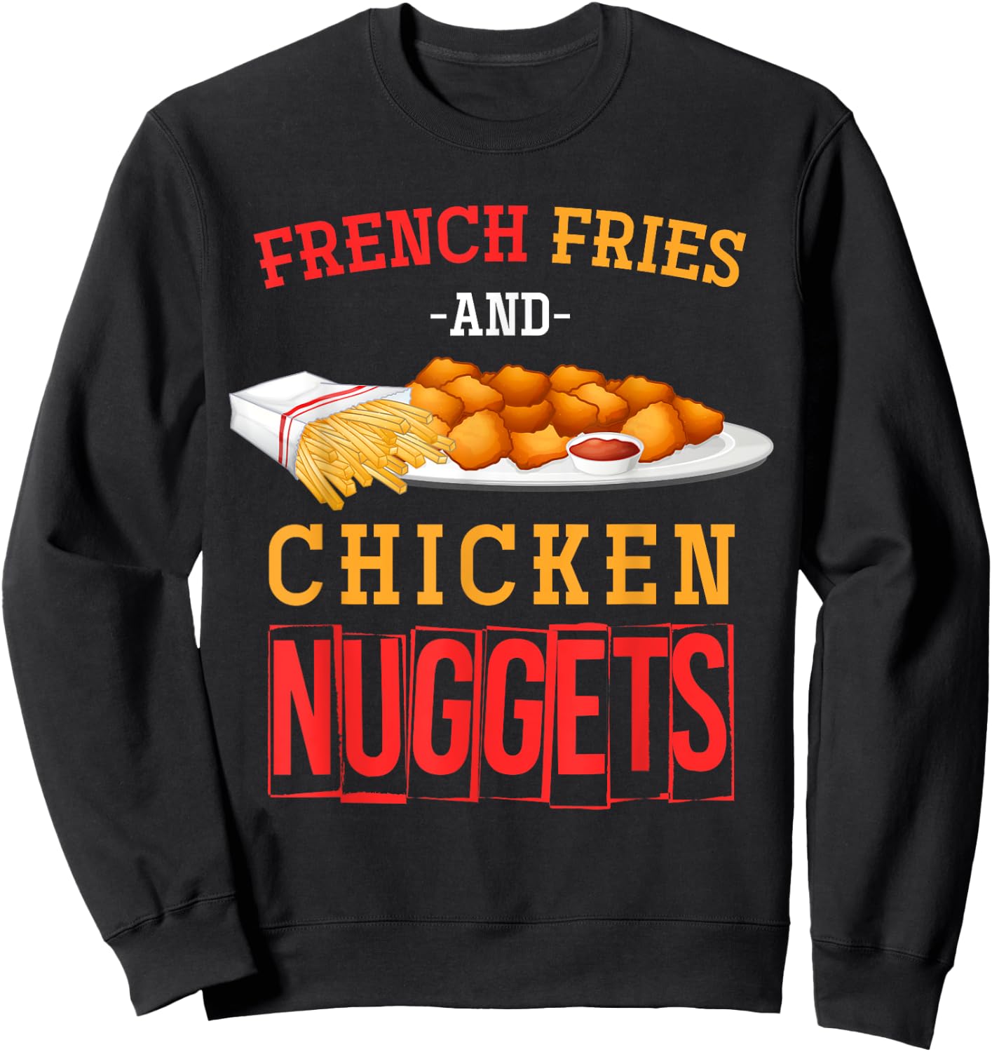 Funny Foodie Nuggets Lover Gift -Adult Chicken Nugget Black Small Sweatshirt - Sweatshirt | Black