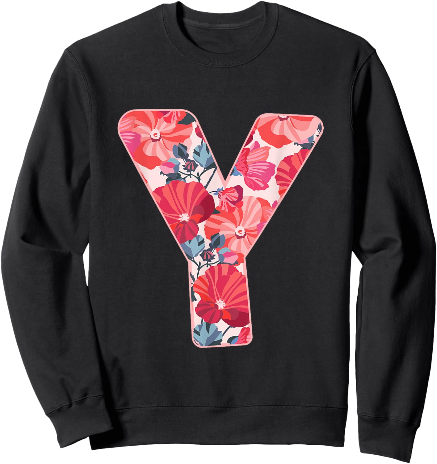 Letter Y Sign Alphabet Last Name Consonants Flower Gift Sweatshirt - Sweatshirt | Black