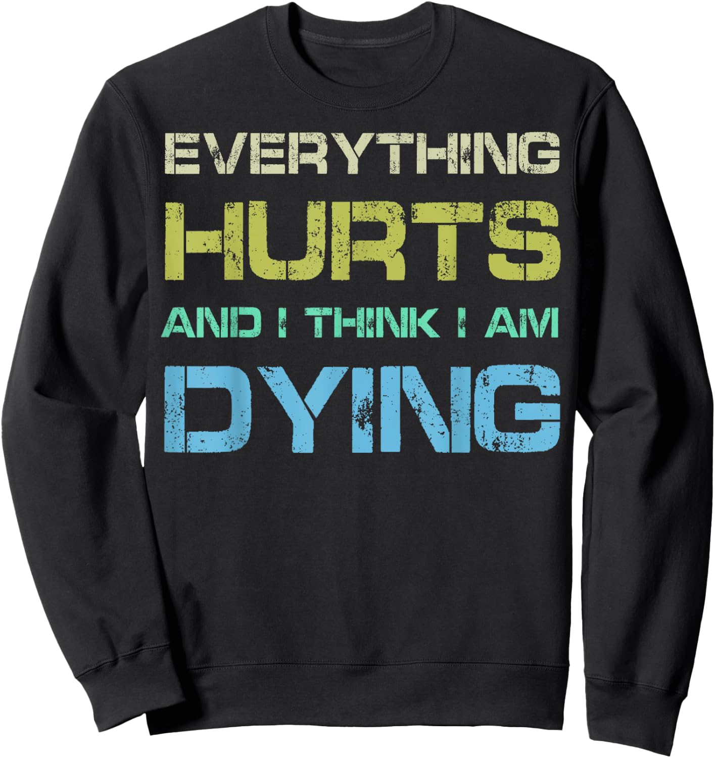 Everything Hurts & I Think I'm Dying Funny Gym Workout Sweatshirt - Sweatshirt | Black