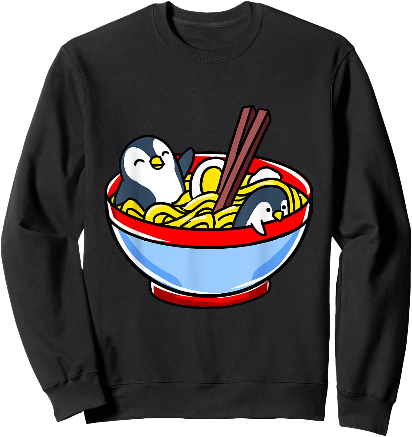 Kawaii Penguin Ramen Noodle Sweatshirt - Sweatshirt | Black