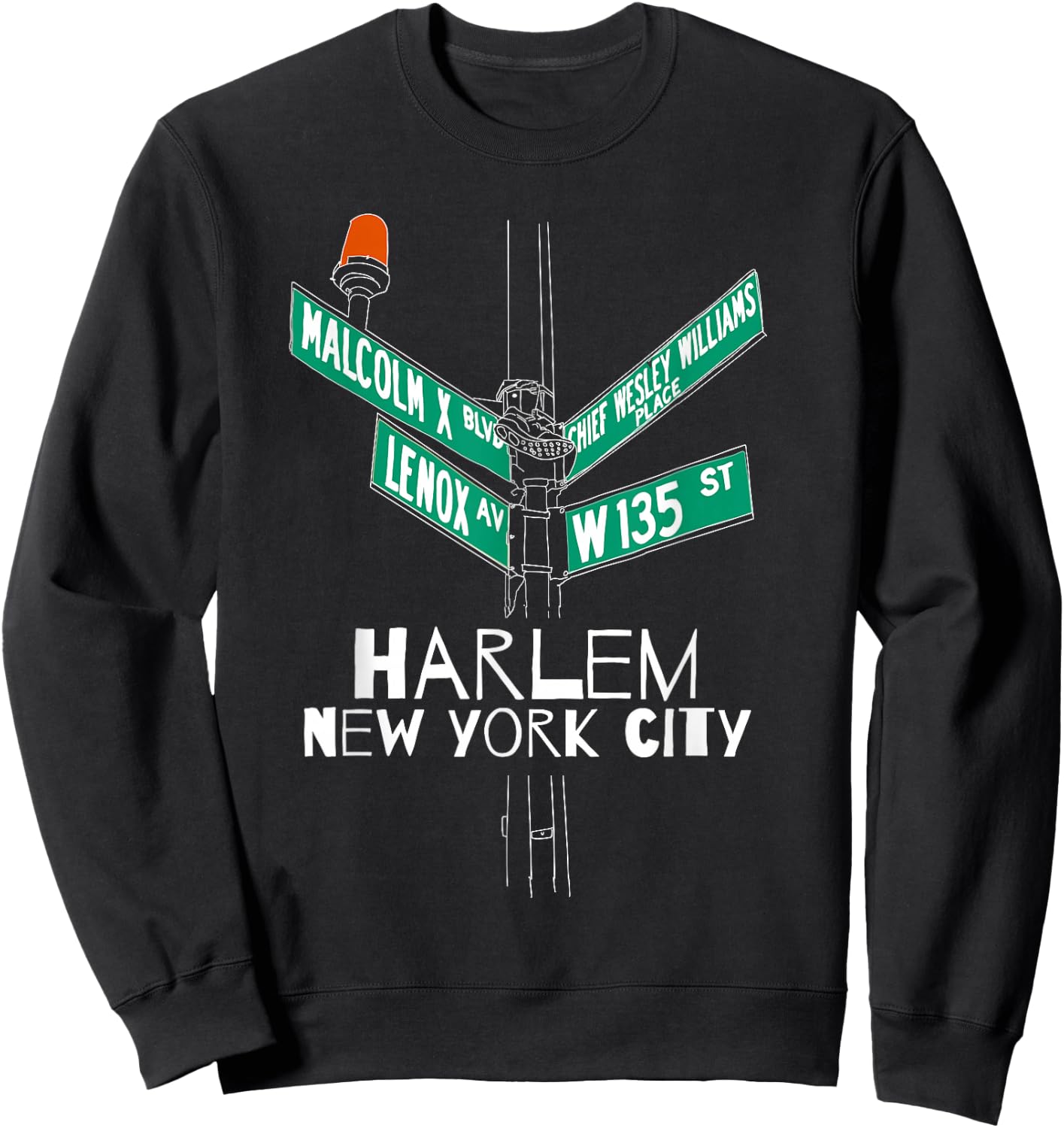 Harlem New York City Street Sign Sweatshirt - Sweatshirt | Black