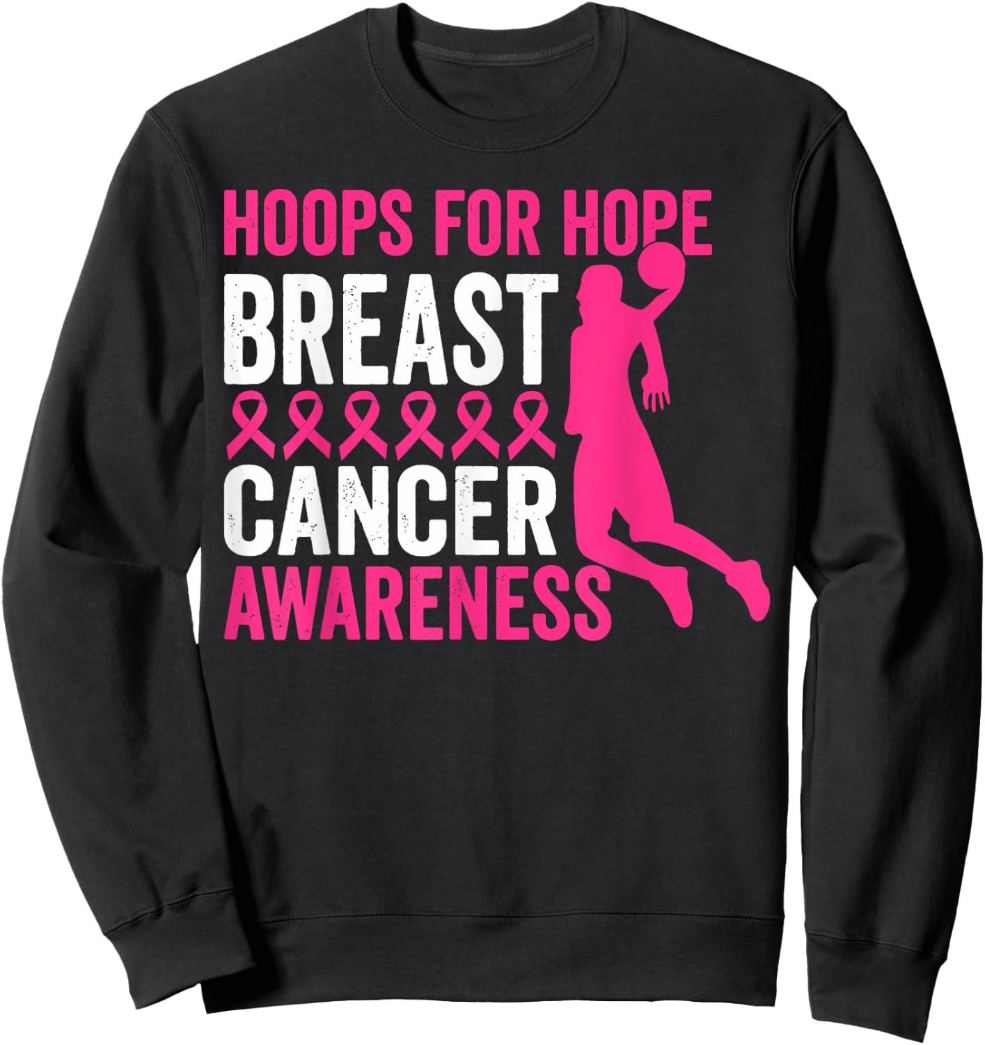 Hoops For Hope Basketball Family Breast Cancer Awareness Sweatshirt - Sweatshirt | Black