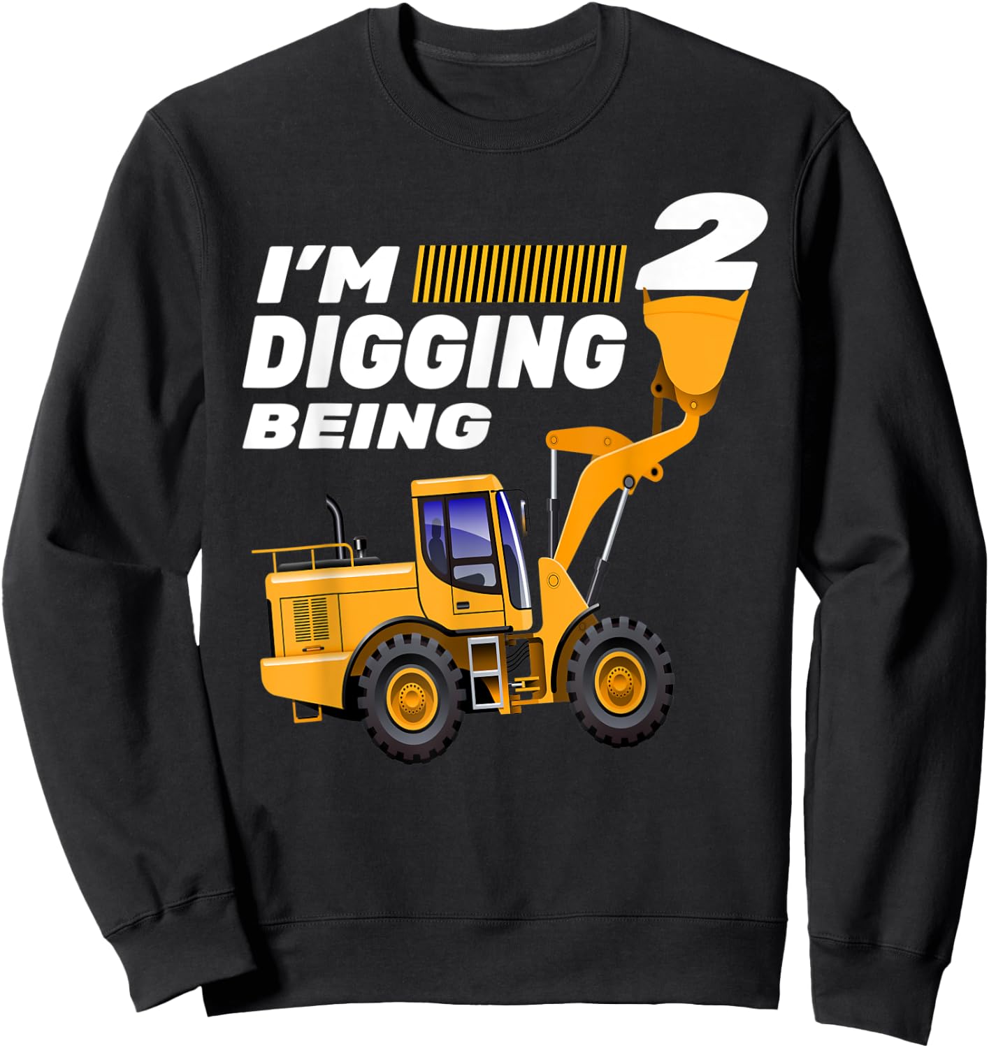2nd Birthday Shirt Bulldozer Tractor Construction Party Sweatshirt - Sweatshirt | Black