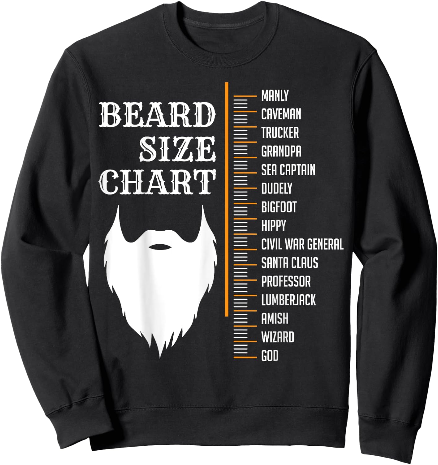 Beard Measurement Chart Shirt, Beard Length Growth Chart Sweatshirt - Sweatshirt | Black