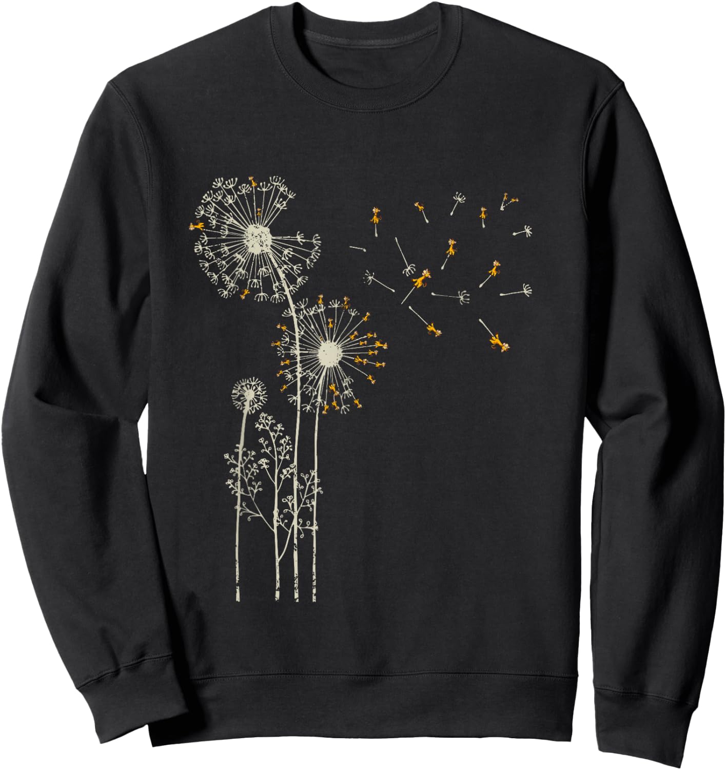 Animal Lover Zoo Keeper Gift Giraffe Dandelion Sweatshirt - Sweatshirt | Black