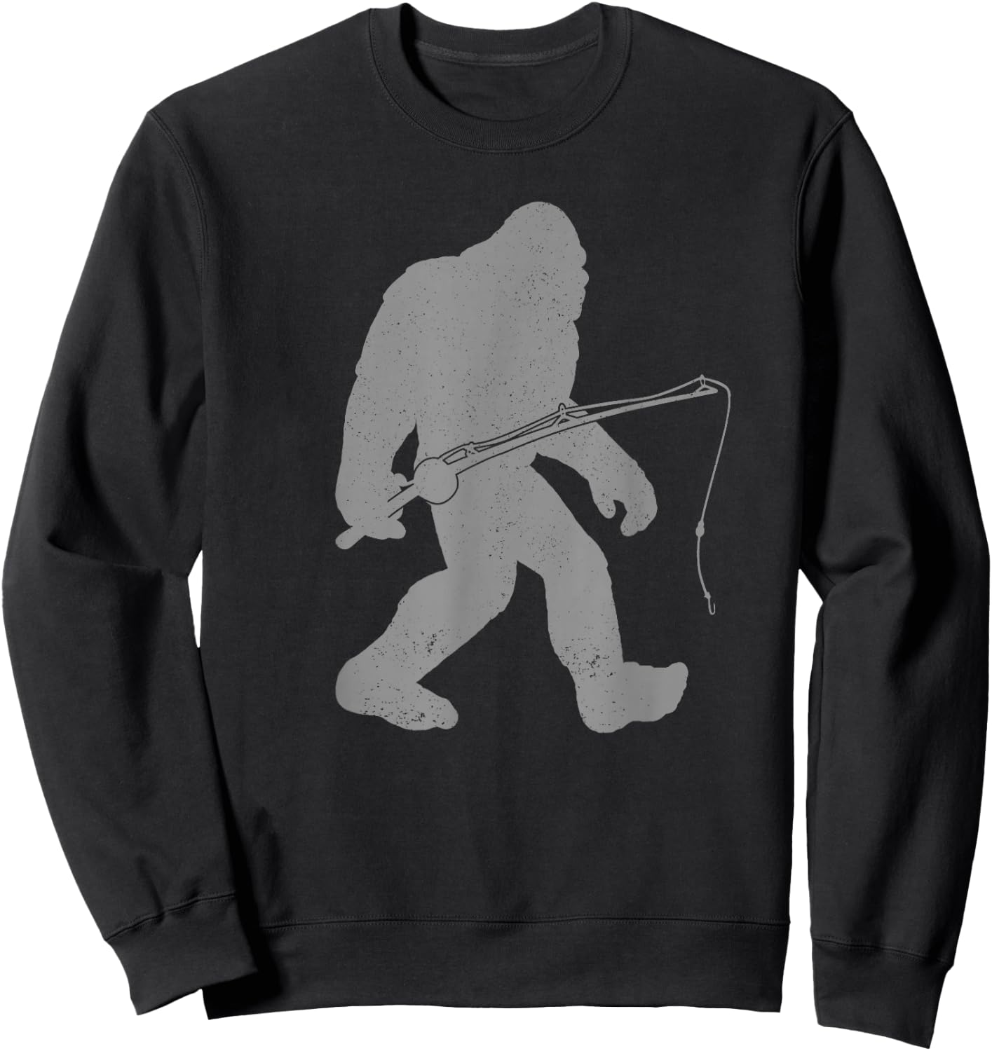 Fishing Bigfoot Funny Fishing Gift Men Youth Boys Sweatshirt - Sweatshirt | Black