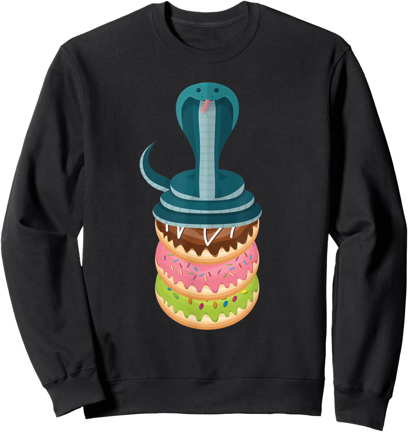 Snake Donut Cake Funny Snake Sweatshirt - Sweatshirt | Black