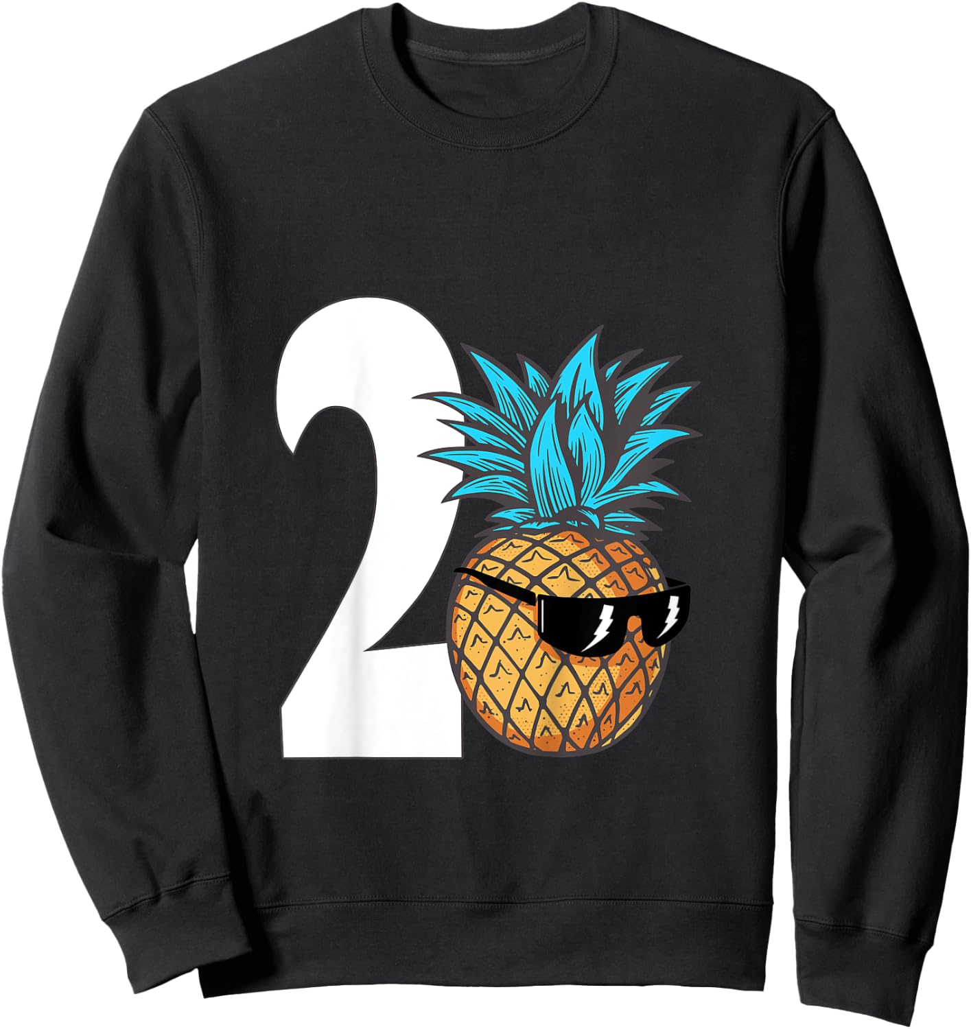 Kids Two Year Old Birthday Boy Cool Pineapple 2nd Birthday Party Sweatshirt - Sweatshirt | Black