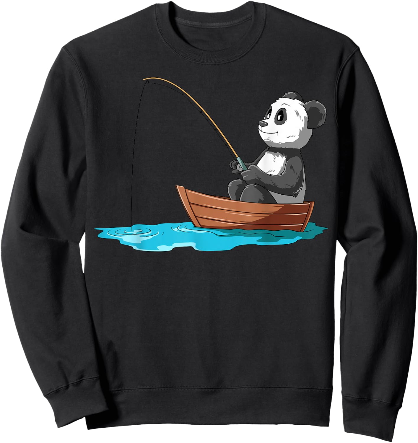 Panda Fishing Panda Fisherman Boat Fishing Lovers Sweatshirt - Sweatshirt | Black