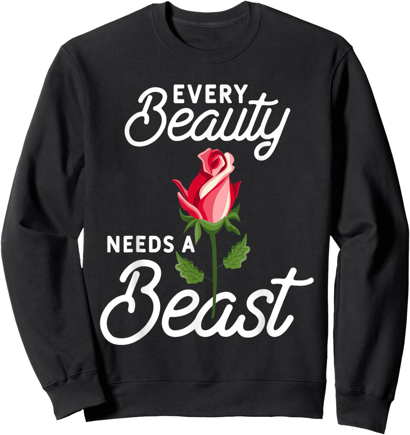 Every Beauty Needs A Beast Matching Couple Weightlifting Sweatshirt - Sweatshirt | Black