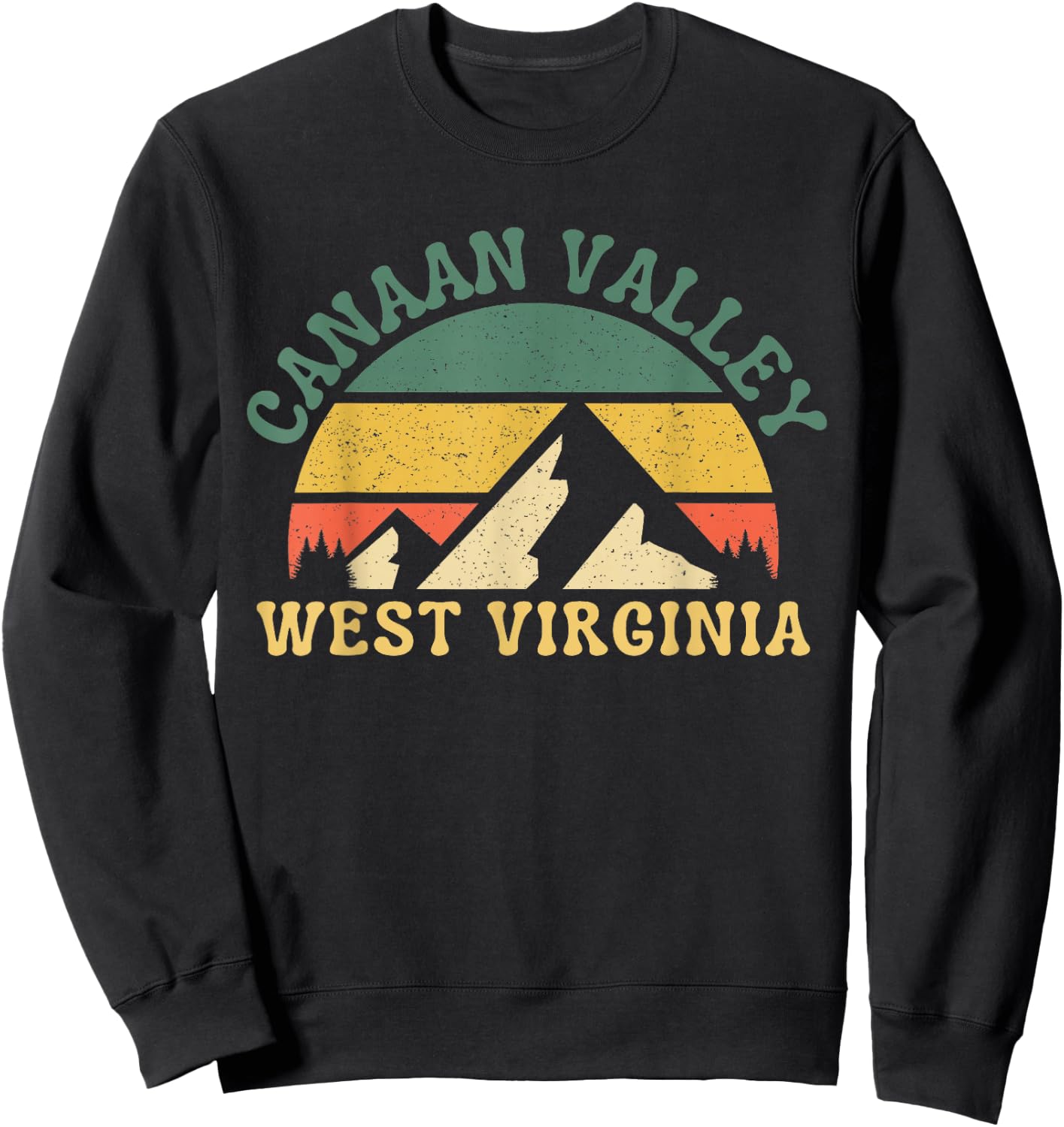 Canaan Valley West Virginia Mountain Retro Sunset Vintage Sweatshirt - Sweatshirt | Black