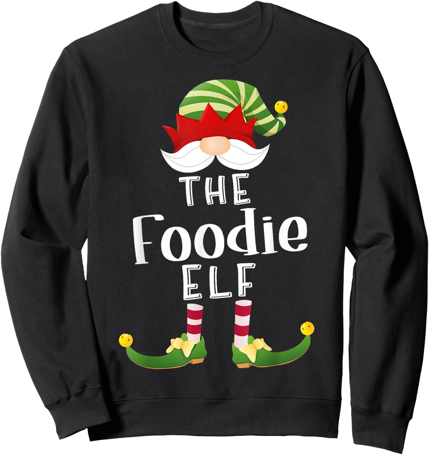 Foodie Elf Group Christmas Funny Pajama Party Sweatshirt - Sweatshirt | Black