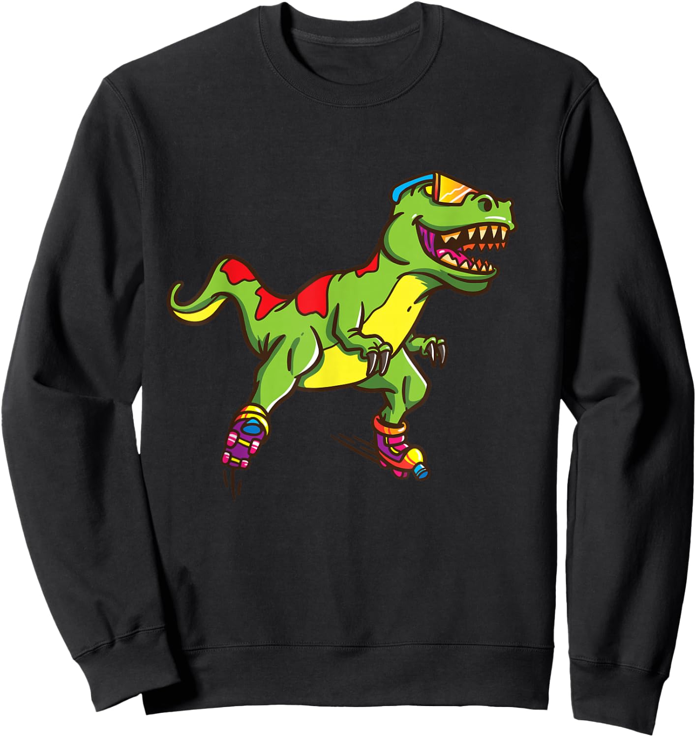 Roller Skate Shirt for Boys Girls Skating T Rex Skater Sweatshirt - Sweatshirt | Black