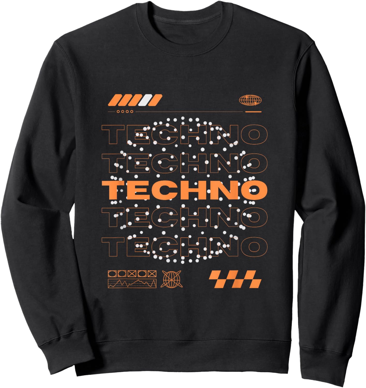 Raver Bloc Techno Orb EDM Rave - -Adults, Kids, Black, Short Sleeve, Small, Polyester, Modern, Unique Design Sweatshirt - Sweatshirt | Black