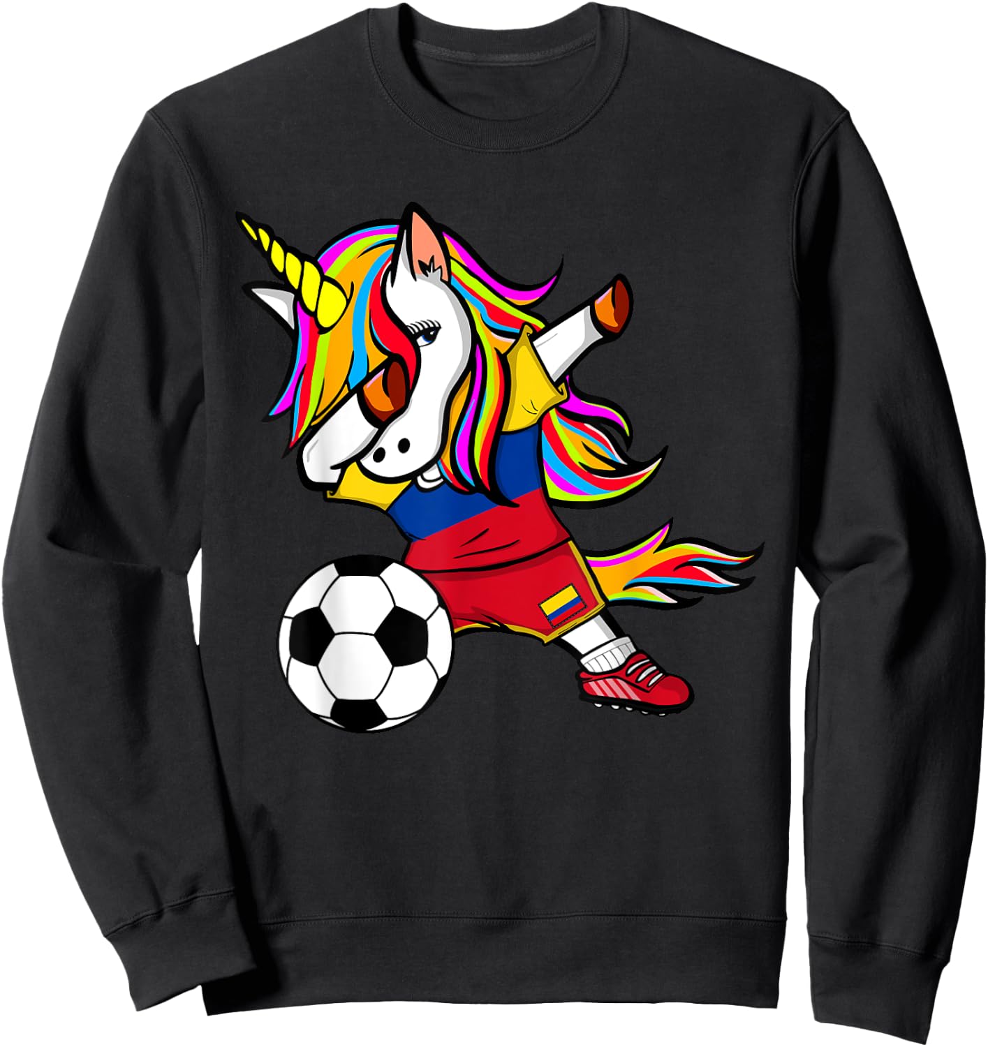 Dabbing Unicorn Colombia Soccer Jersey - Colombian Football Sweatshirt - Sweatshirt | Black
