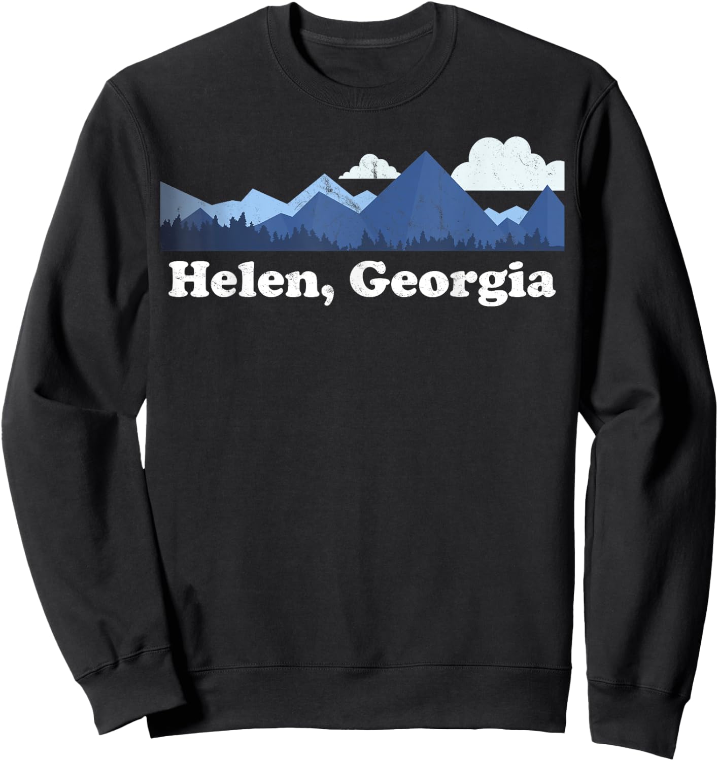 Cute Helen Georgia Retro Blue Ridge Mountains GA Sweatshirt - Sweatshirt | Black