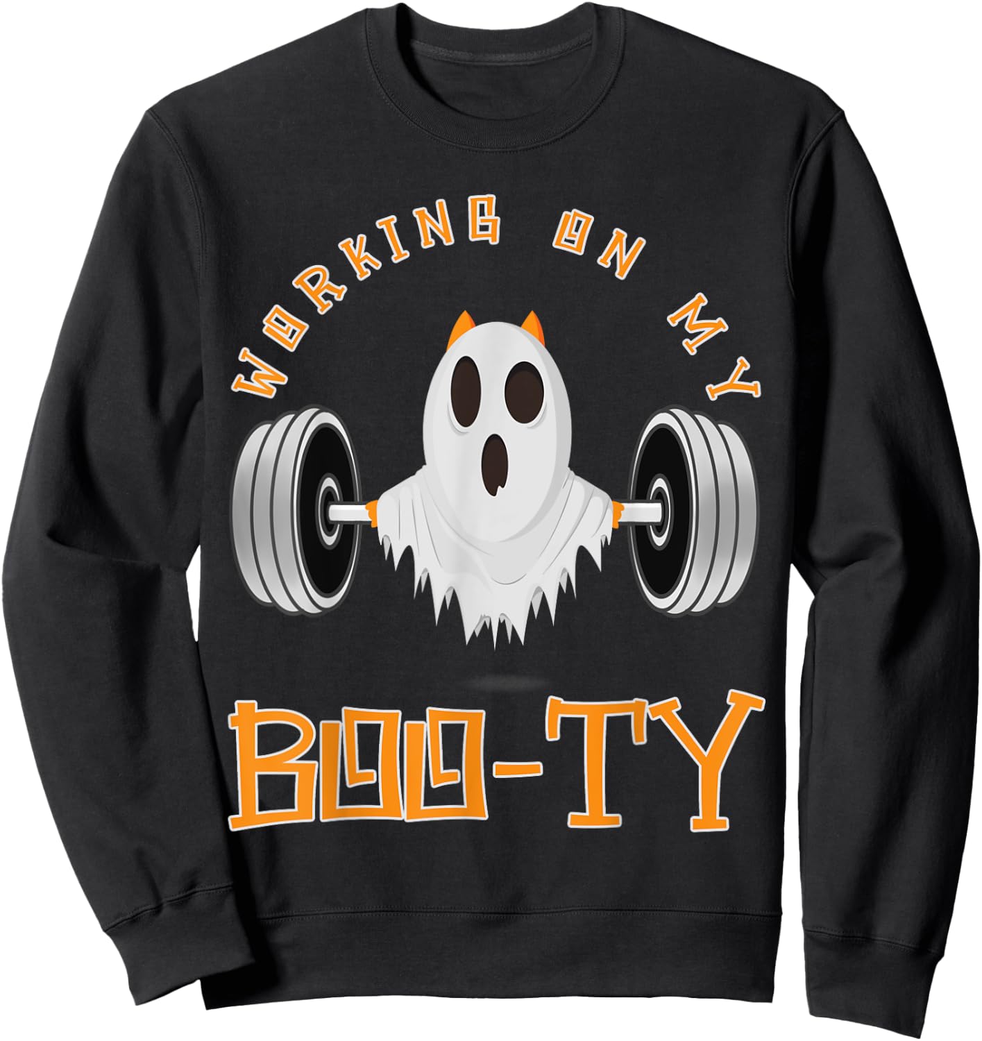 Funny Halloween Workout Gym Working On My Boo-Ty Men Women Sweatshirt - Sweatshirt | Black