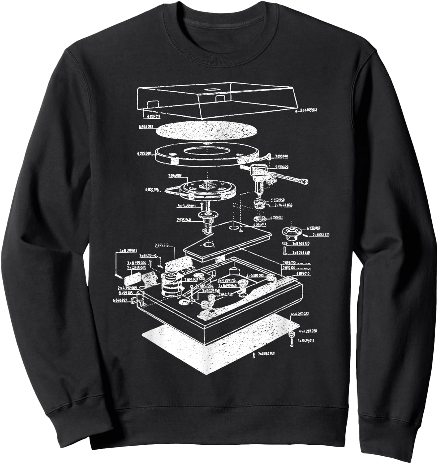 Vintage Blueprint - Phonograph Vinyl Player Retro Chart Gift Sweatshirt - Sweatshirt | Black