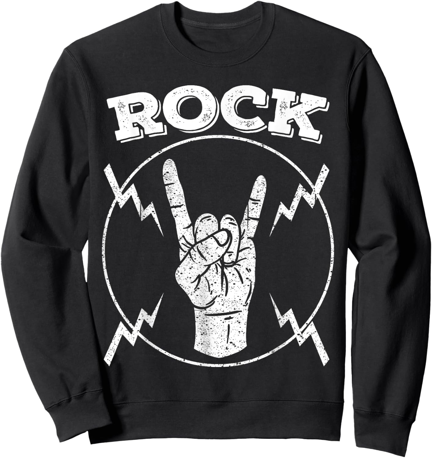 Cool Vintage Rock N Roll Hand Gift | Funny Musicians Symbol Sweatshirt - Sweatshirt | Black