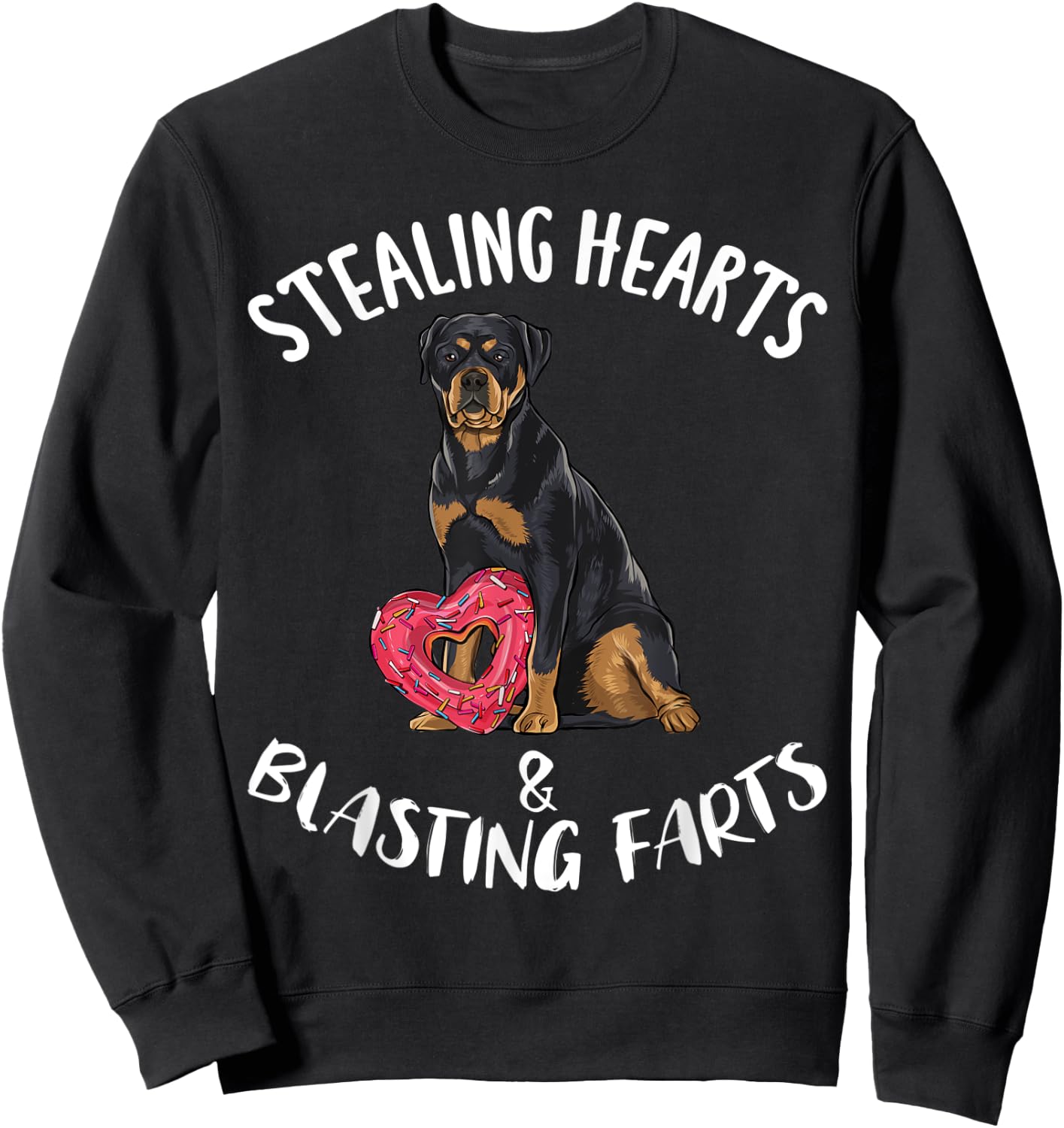 Stealing Hearts Blasting Farts Rottweiler Valentines Day Sweatshirt - Sweatshirt | Black