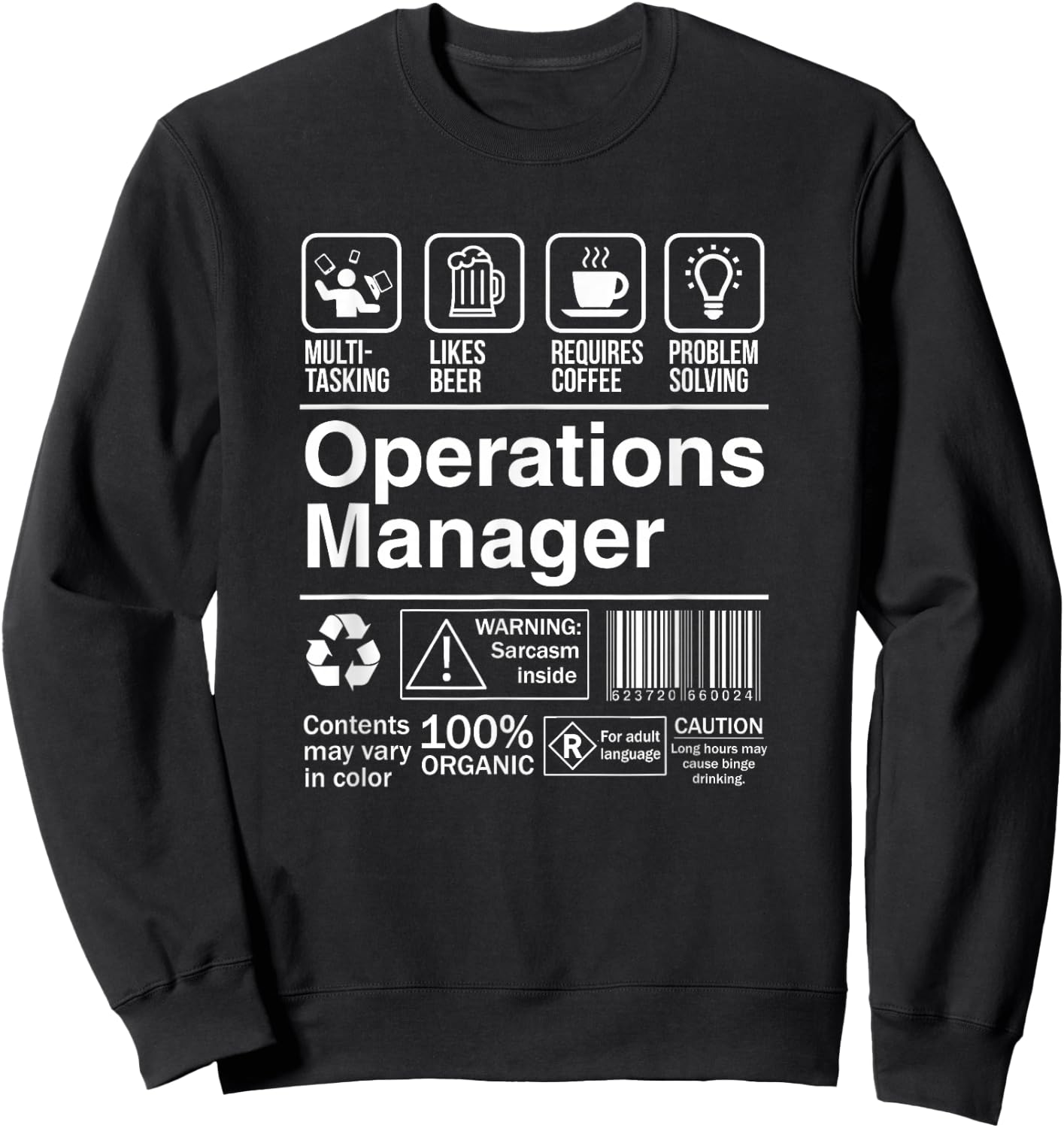 Operations Manager Product Label Funny Gift Sweatshirt - Sweatshirt | Black