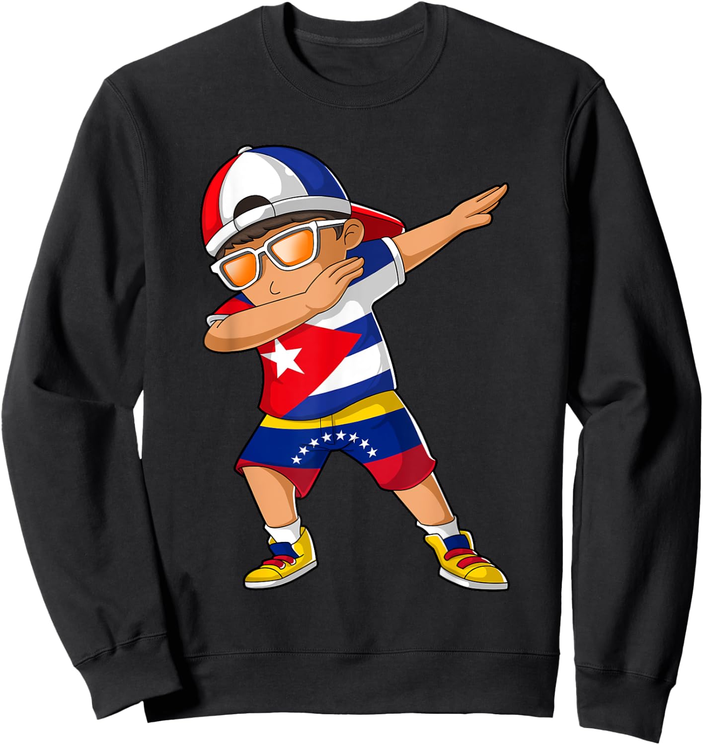 Half Cuban Half Venezuelan Boy Kid Cuba Venezuela Flag Sweatshirt - Sweatshirt | Black