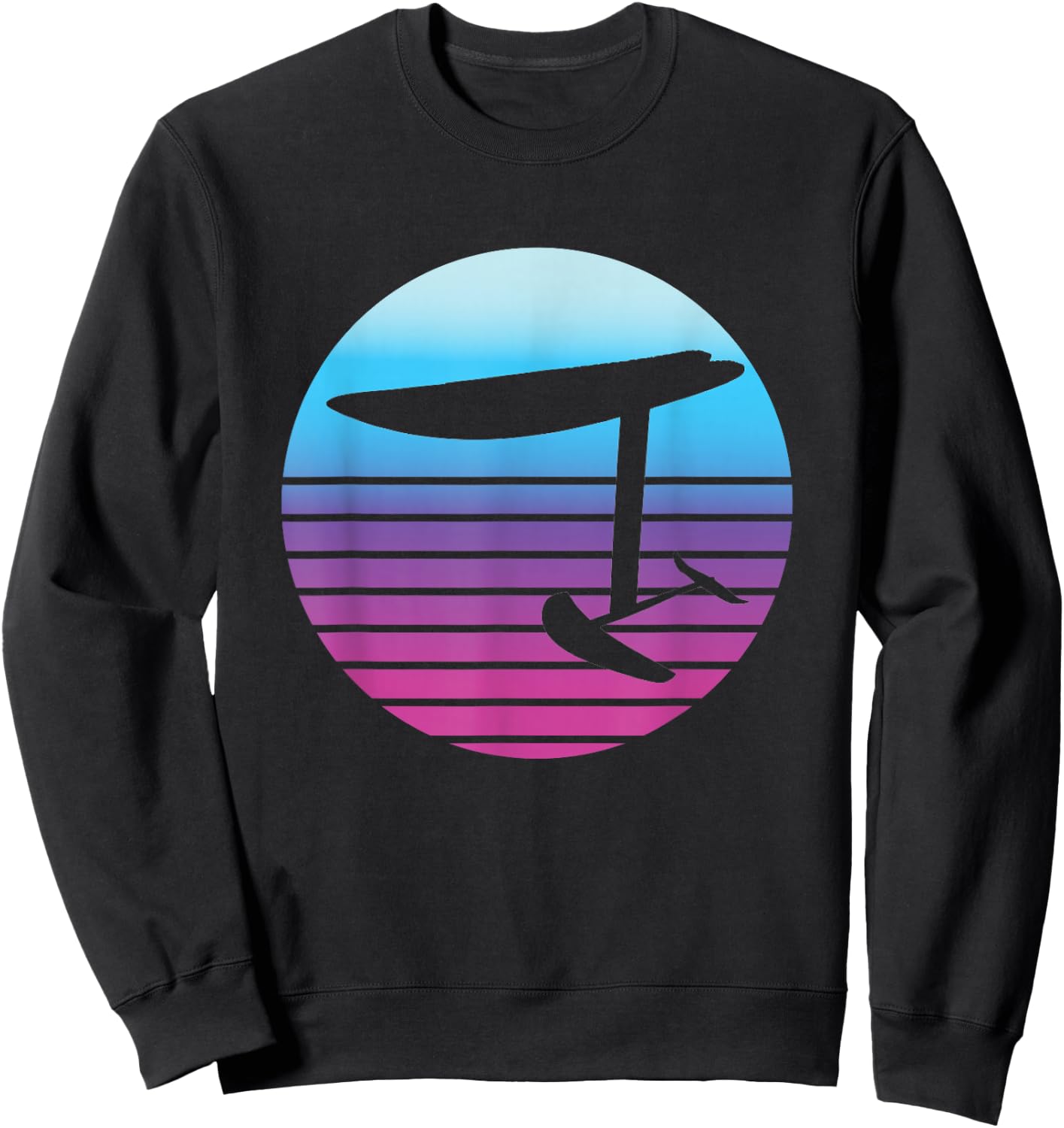 Efoil Electric Hydrofoil Retro Sunset Surf Sweatshirt - Sweatshirt | Black