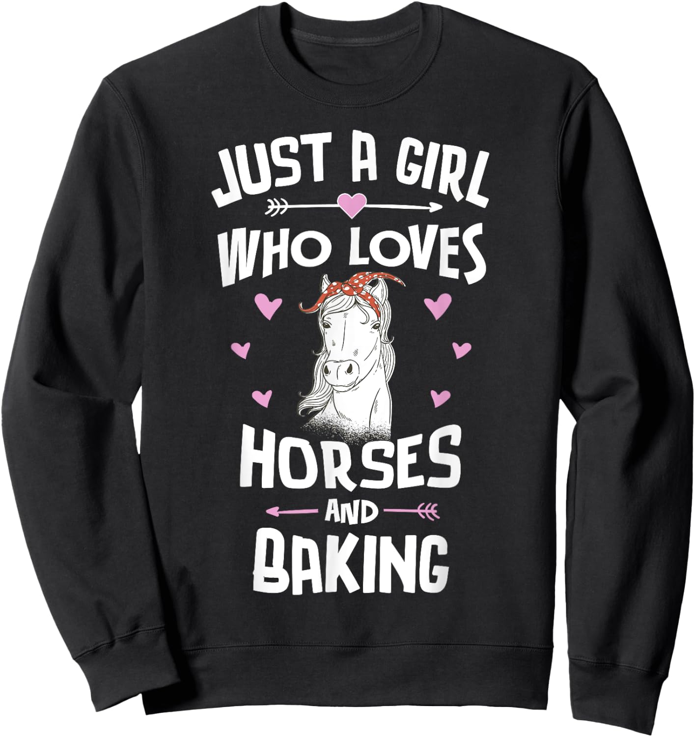 Horses And Baking Gifts for Girls Women Sweatshirt - Sweatshirt | Black