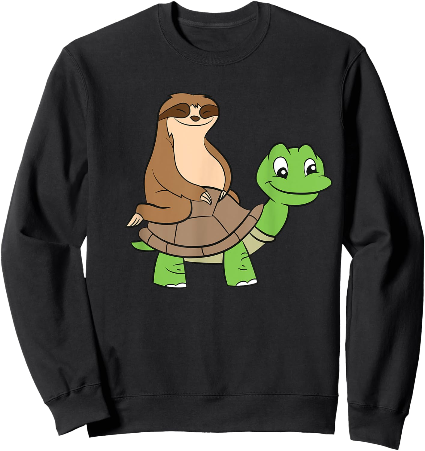 Sloth On Turtle Funny Sloth Rides Turtle Sloths Lover Sweatshirt - Sweatshirt | Black