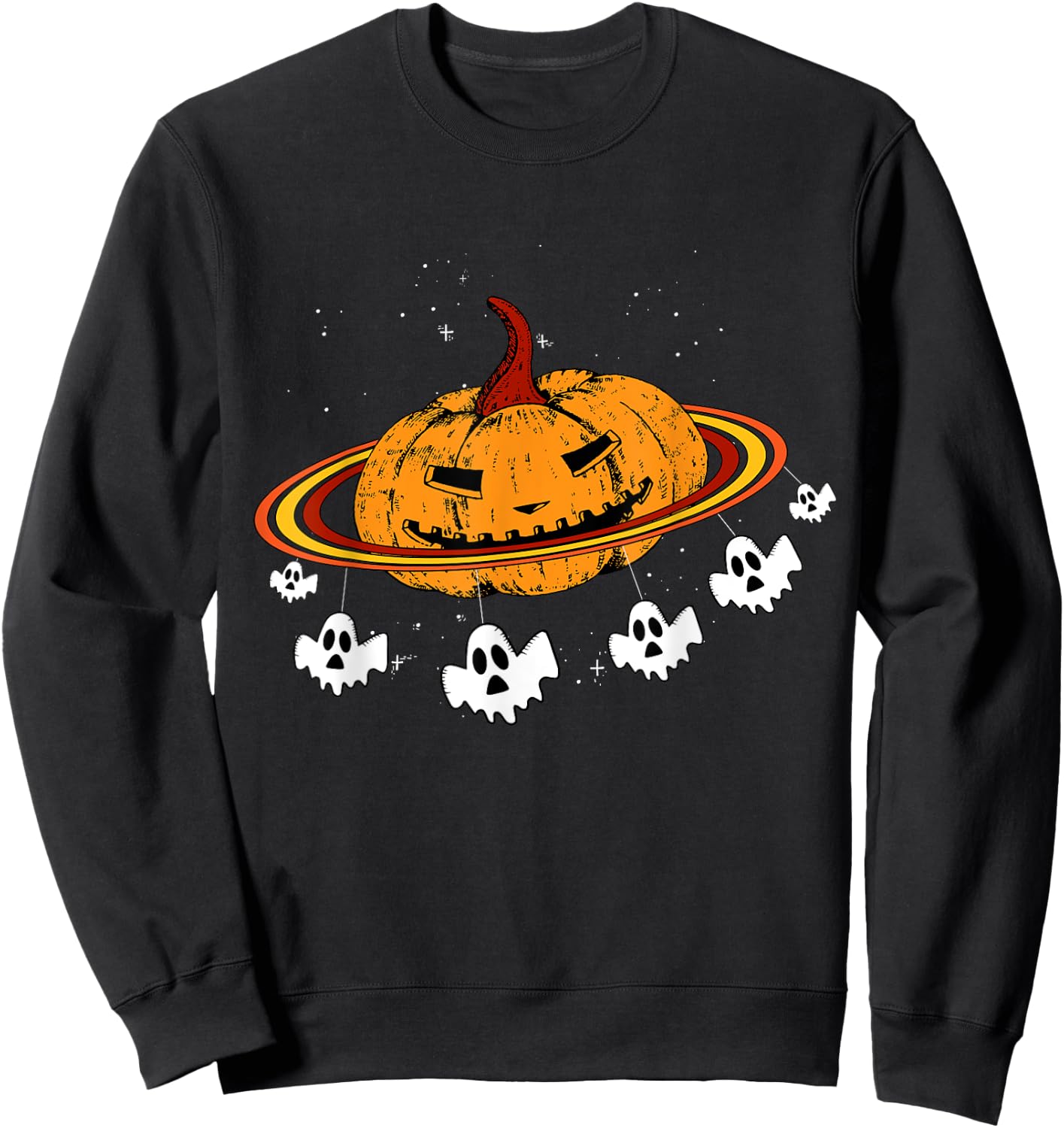 Pumpkin Planet Space Ghost Costume Cool Halloween Gifts Sweatshirt - Sweatshirt | Black