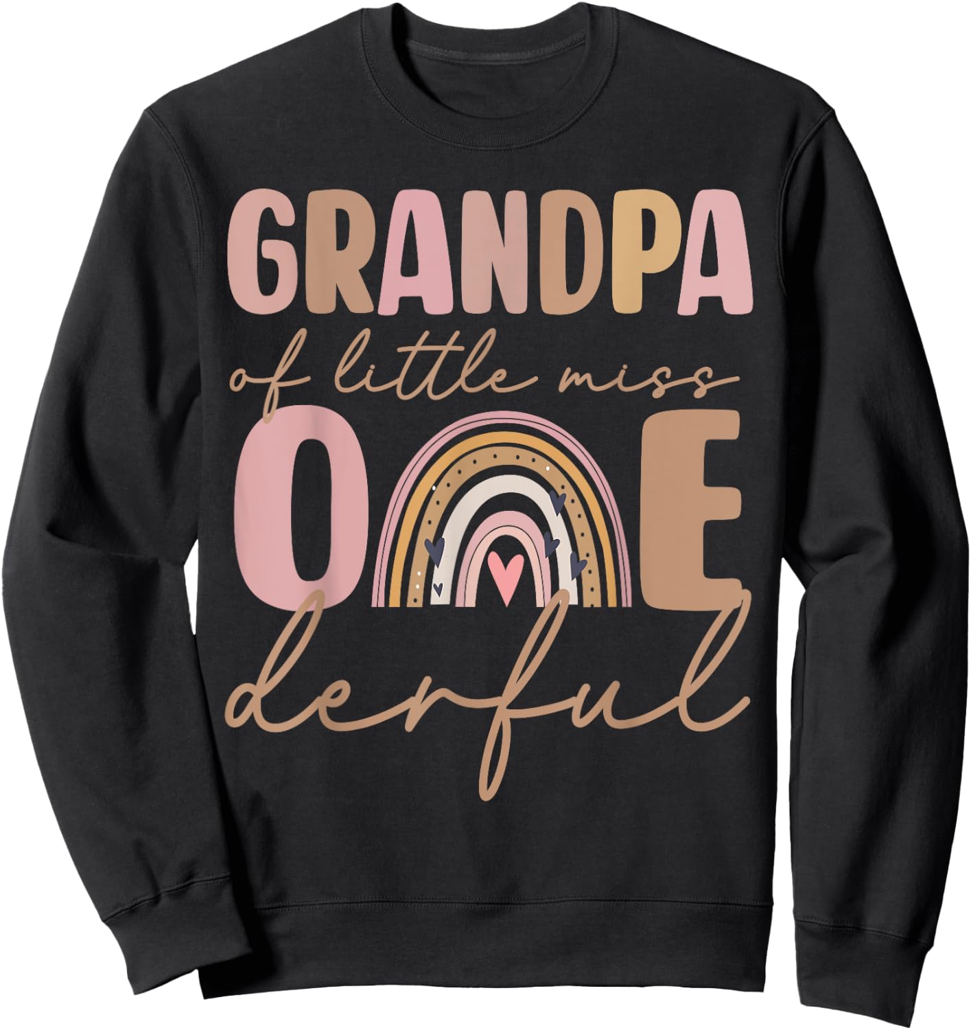 Grandpa of Little Miss Onederful First Birthday Boho Rainbow Sweatshirt - Sweatshirt | Black
