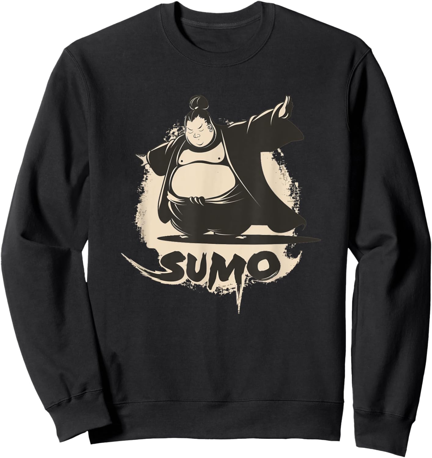 Cool Sumo Outfit -Kids Sumo Fighter Black Small Cartoon Pop Sweatshirt - Sweatshirt | Black