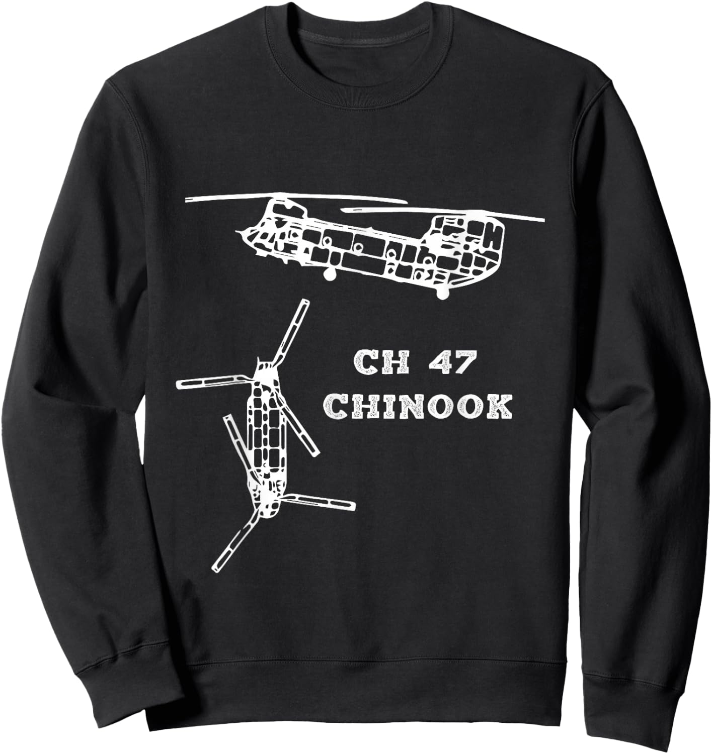 CH-47 Chinook Transport Helicopter US Army Aviation Sweatshirt - Sweatshirt | Black