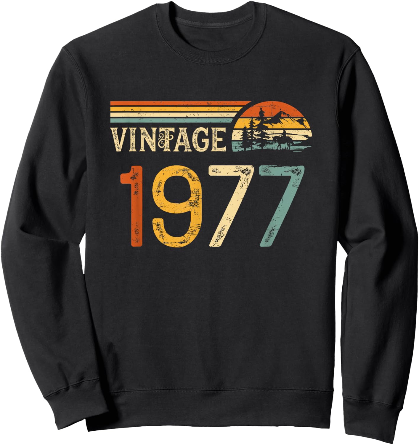 Vintage Made in 1977 - 48th Birthday 48 years old Men Women Sweatshirt - Sweatshirt | Black